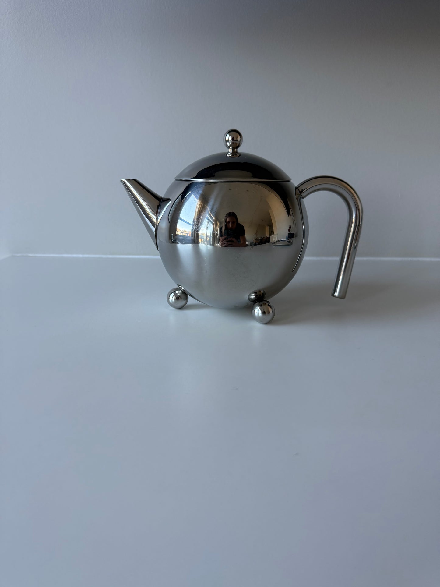 Vintage Stainless Steel Modernist Teapot