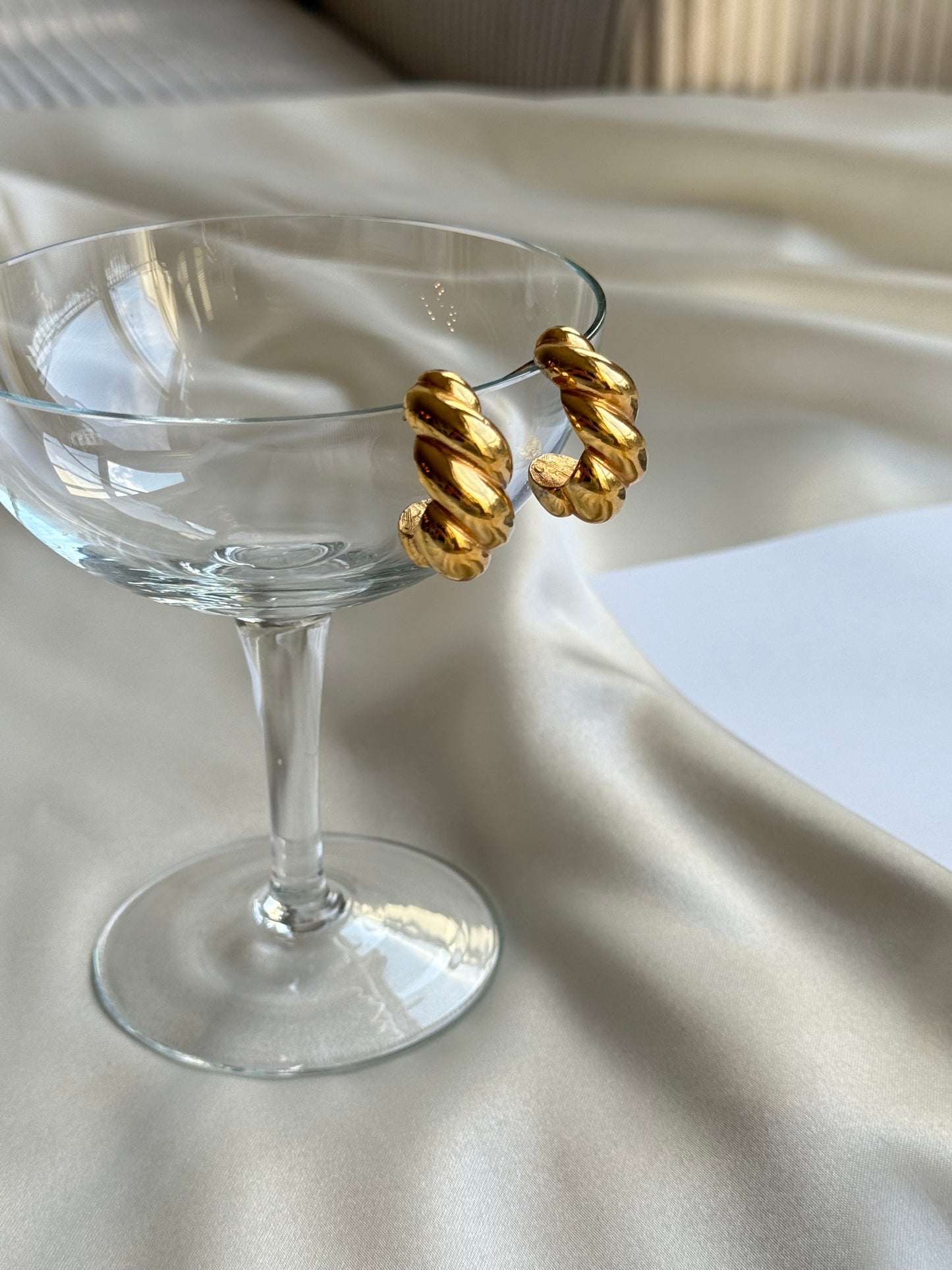 Vintage Gold-Tone Sculptural Hoop Earrings