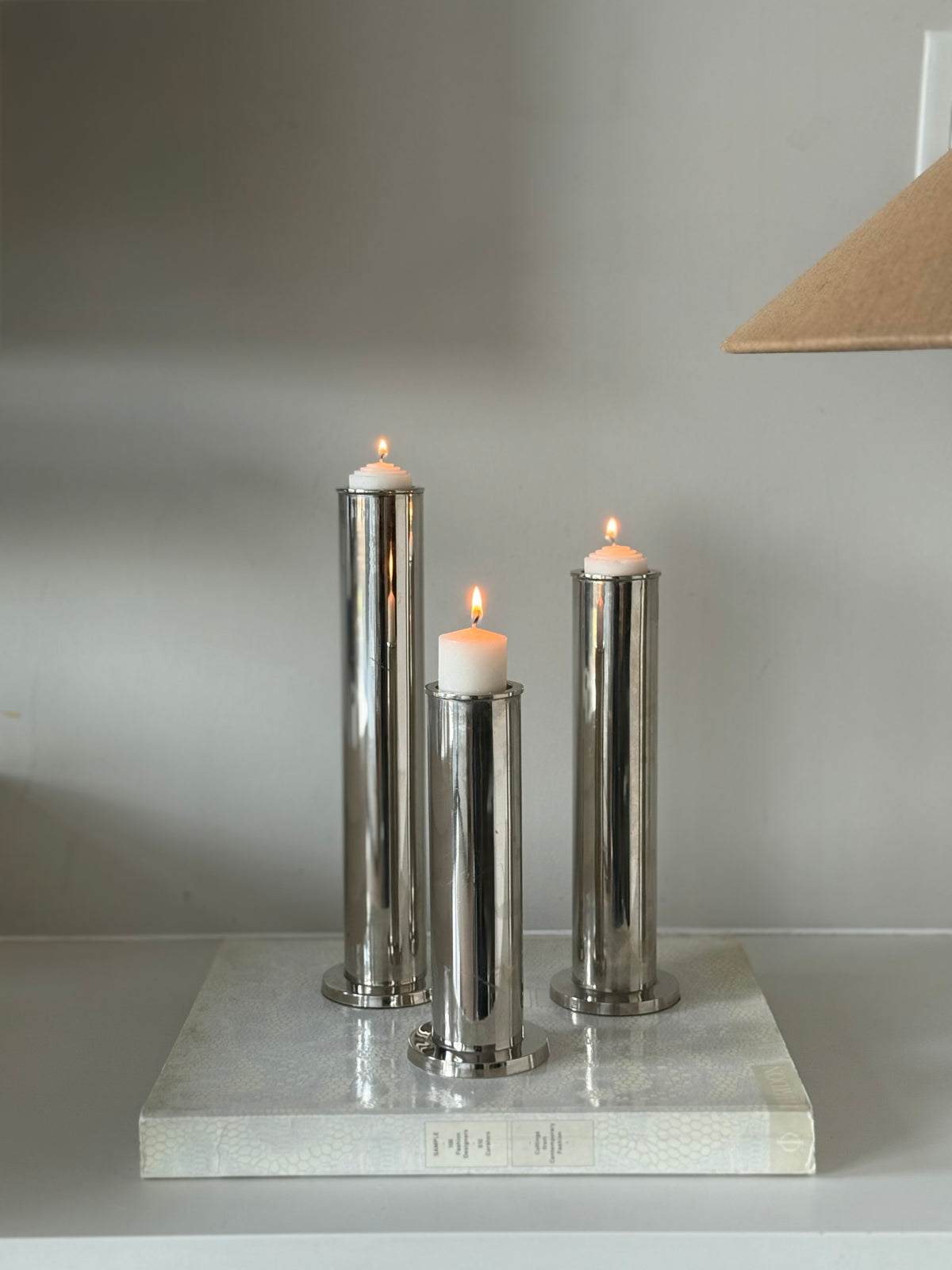 Vintage Chrome Modernist Candle Holders – Set of 3
