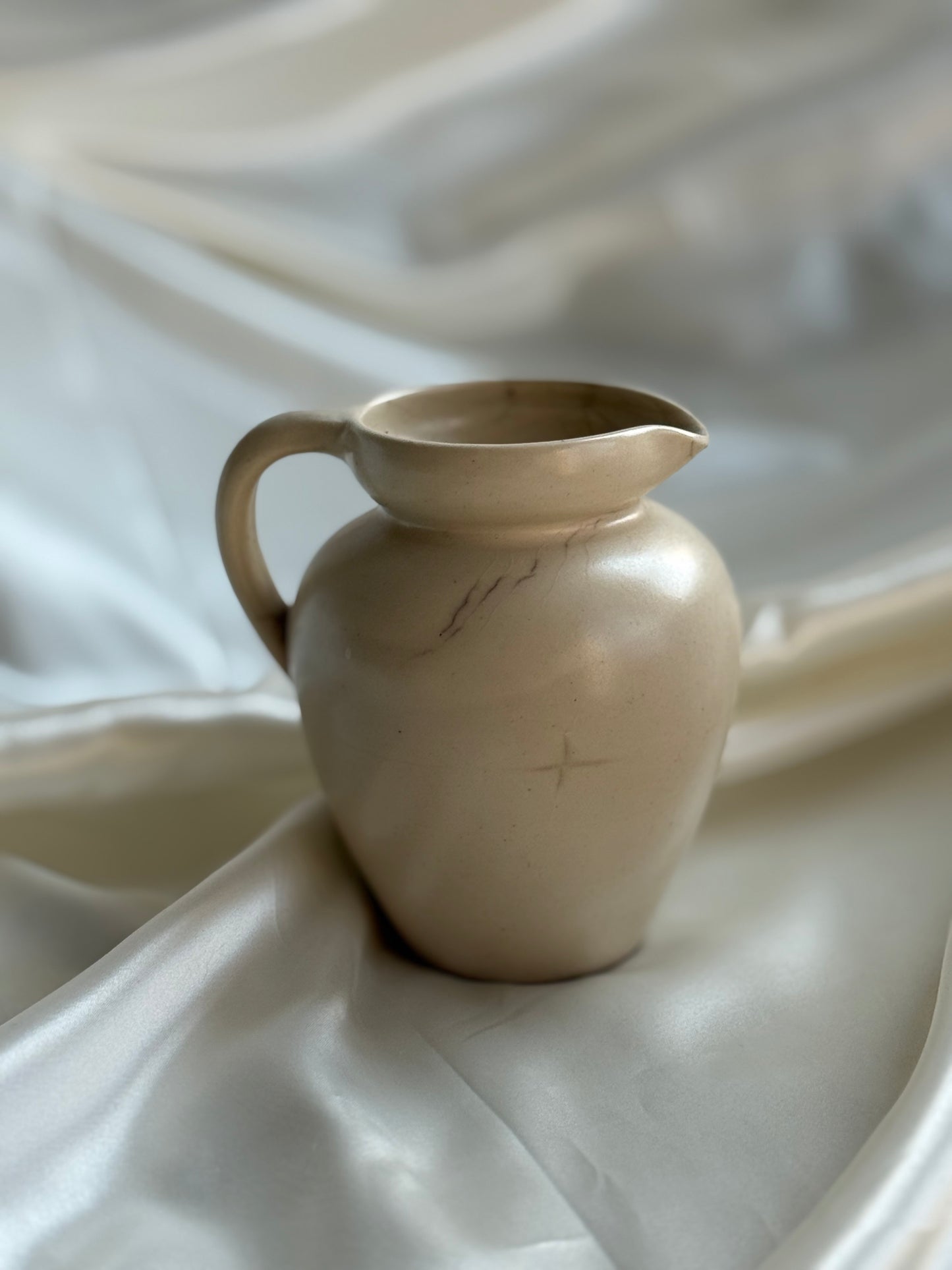 Vintage Cream Ceramic Pitcher