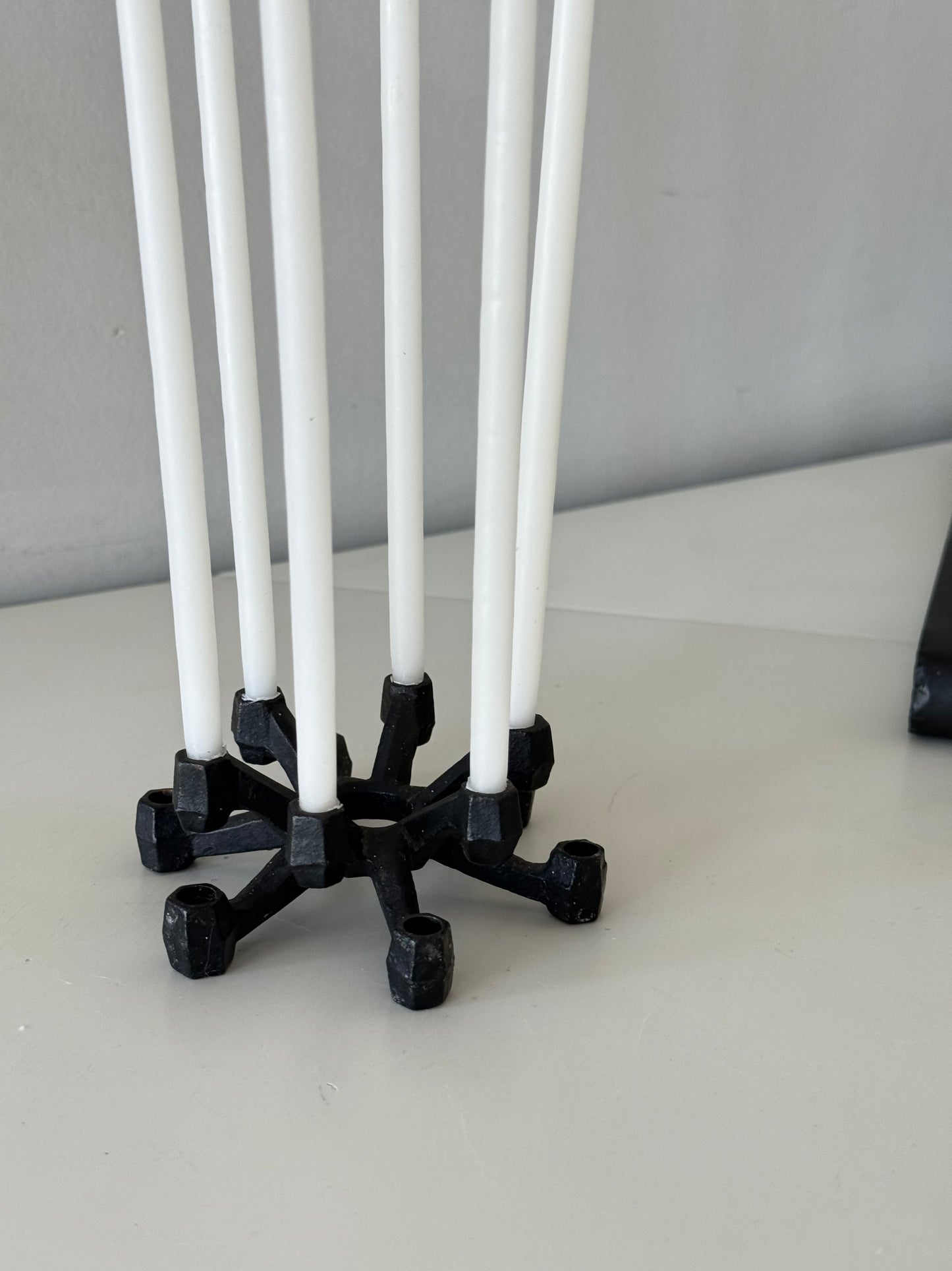 Vintage Mid Century Modern Iron Candle Holder — Candles Included