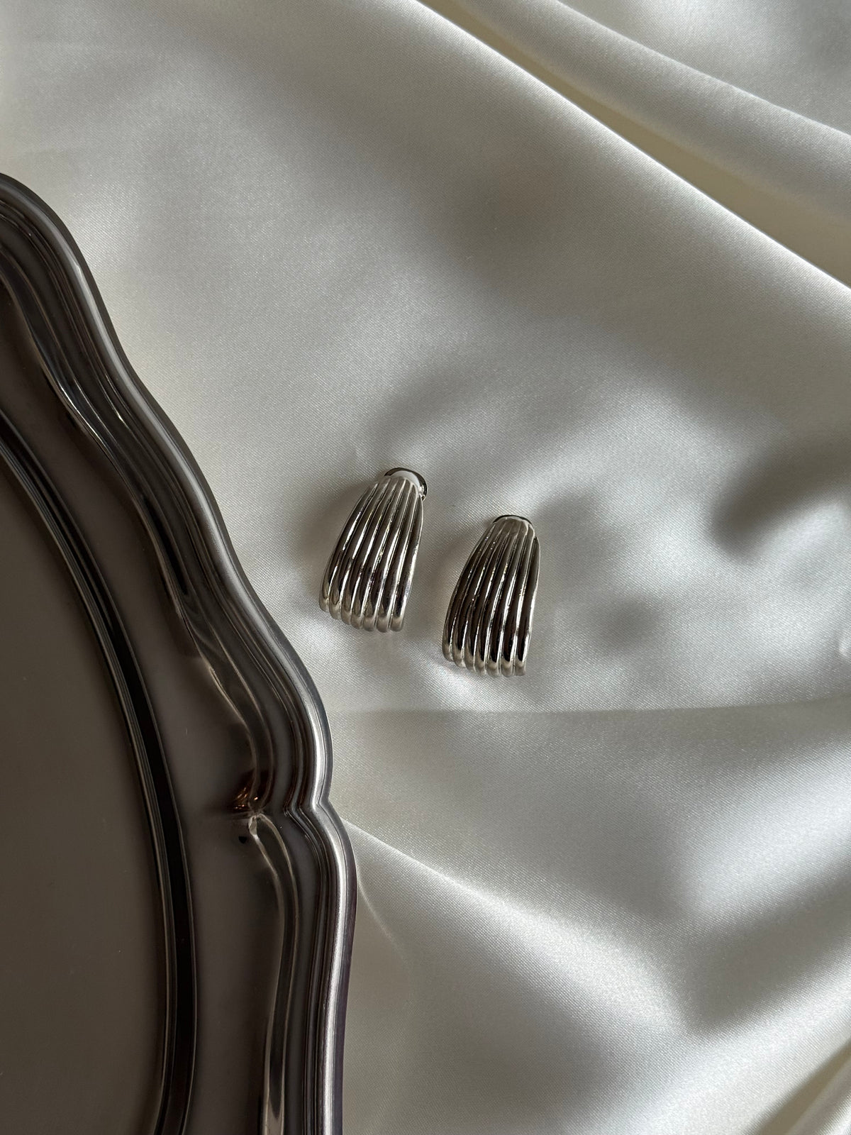 Vintage Silver-Toned Clip-On Earrings
