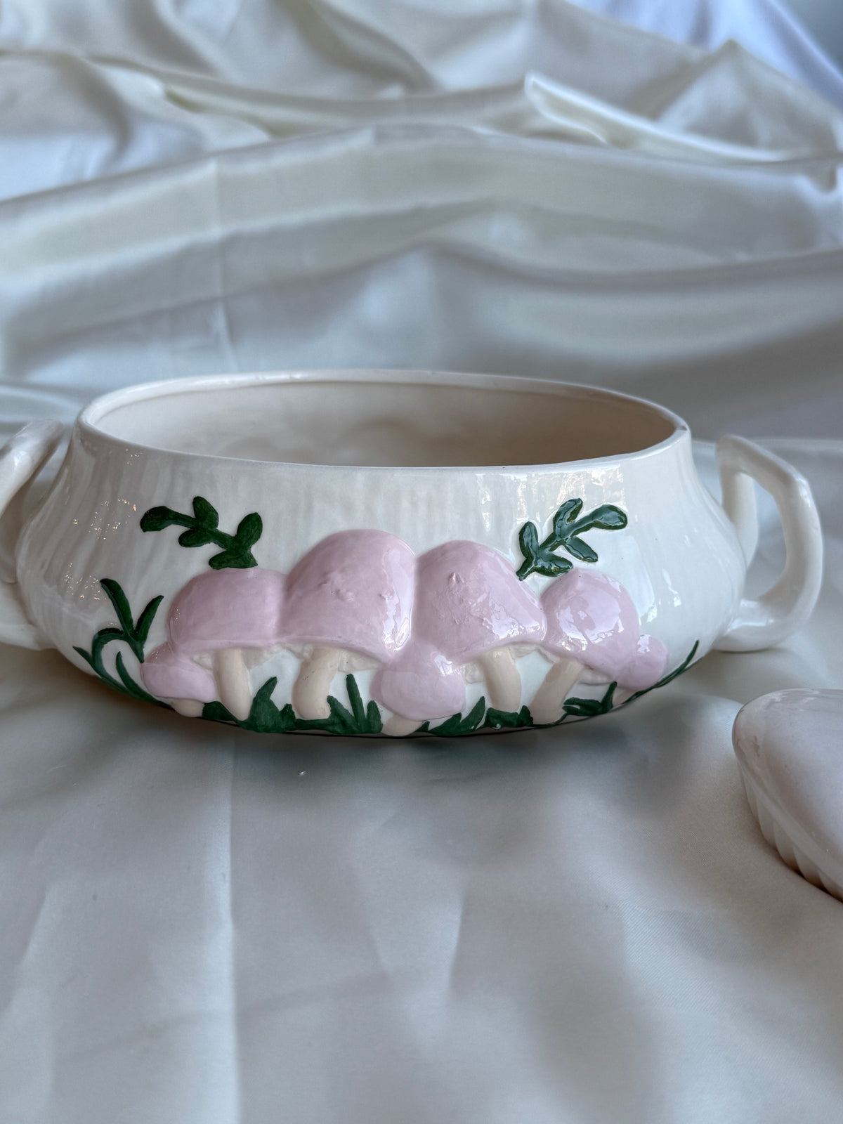 Vintage Ceramic Mushroom Tureen / Covered Serving Bowl