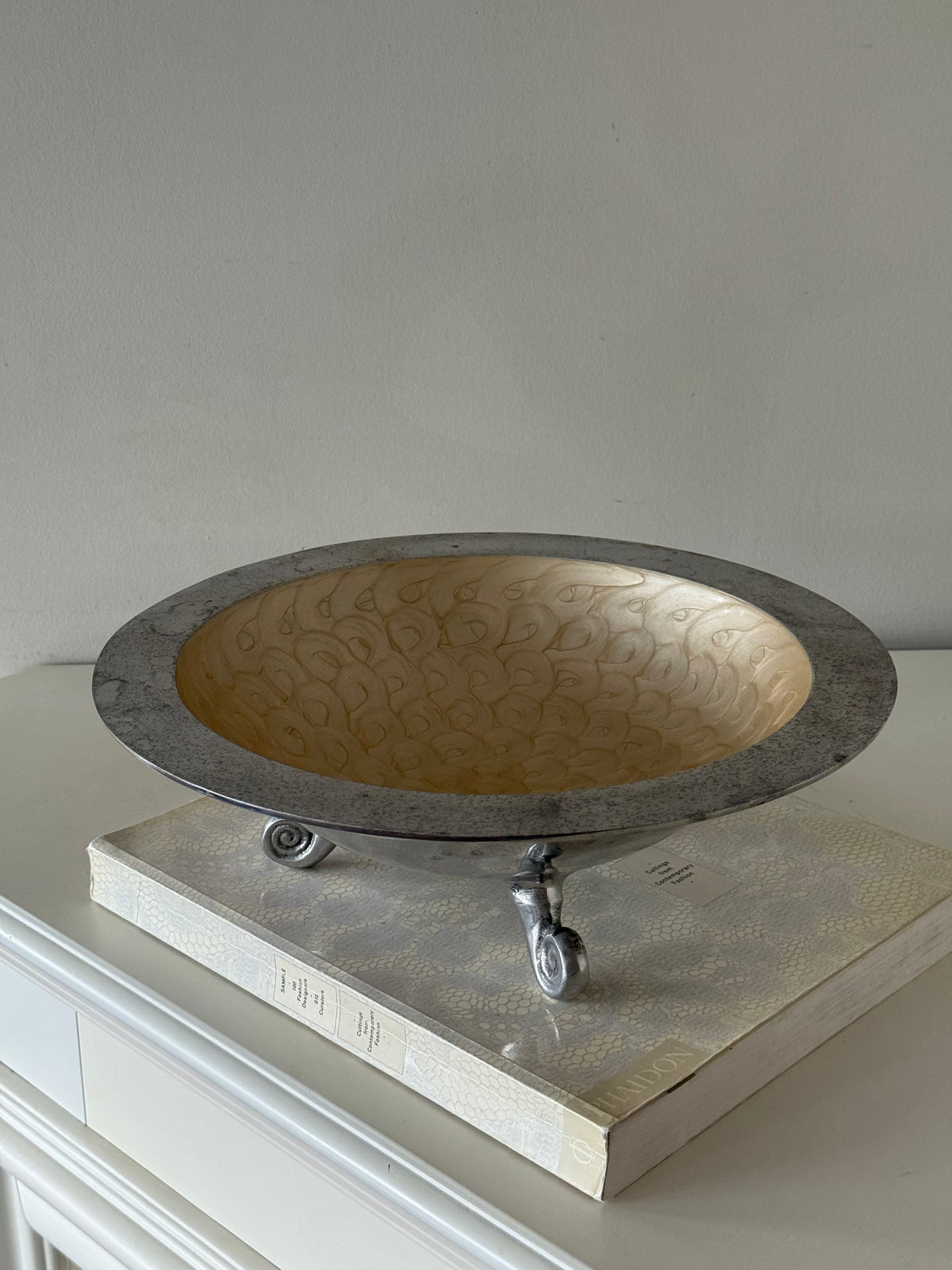 Vintage Silver-Tone Footed Centerpiece Bowl with Swirl Feet