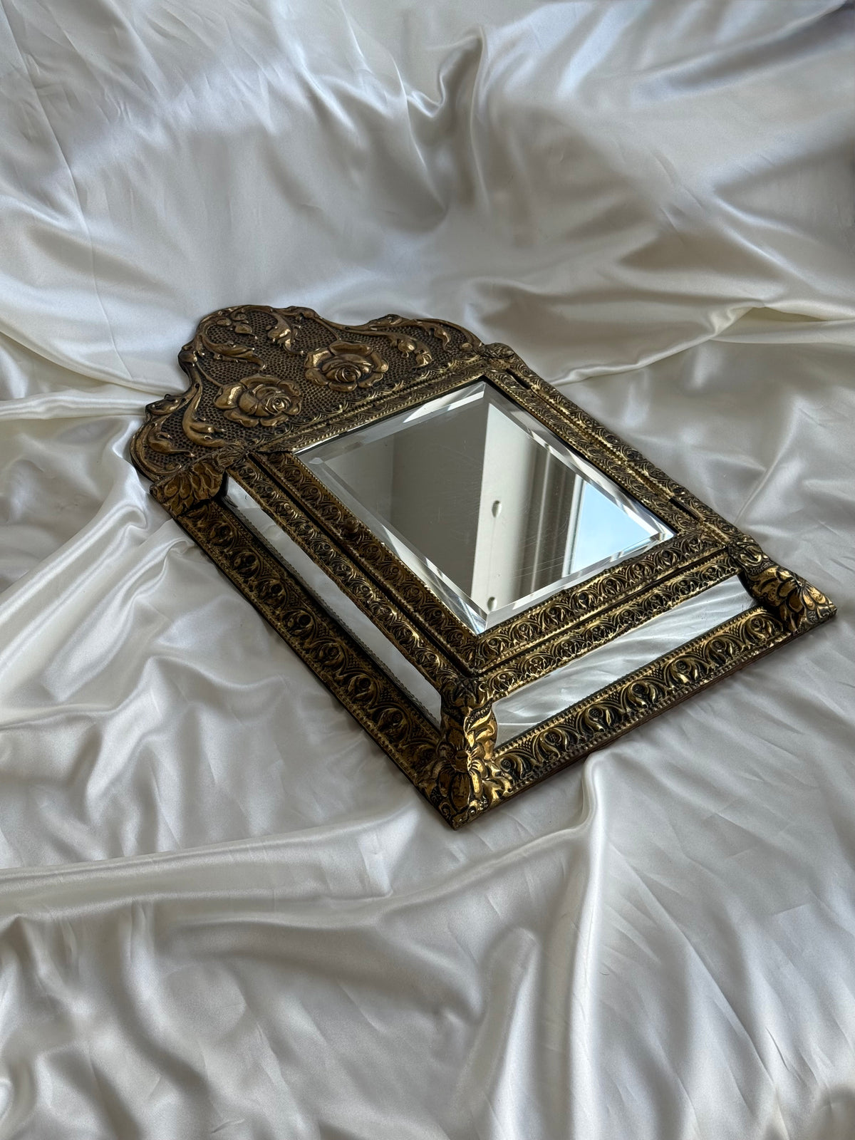 Antique Dutch Art Nouveau Brass Mirror Cabinet with Original Brushes | Circa 1900