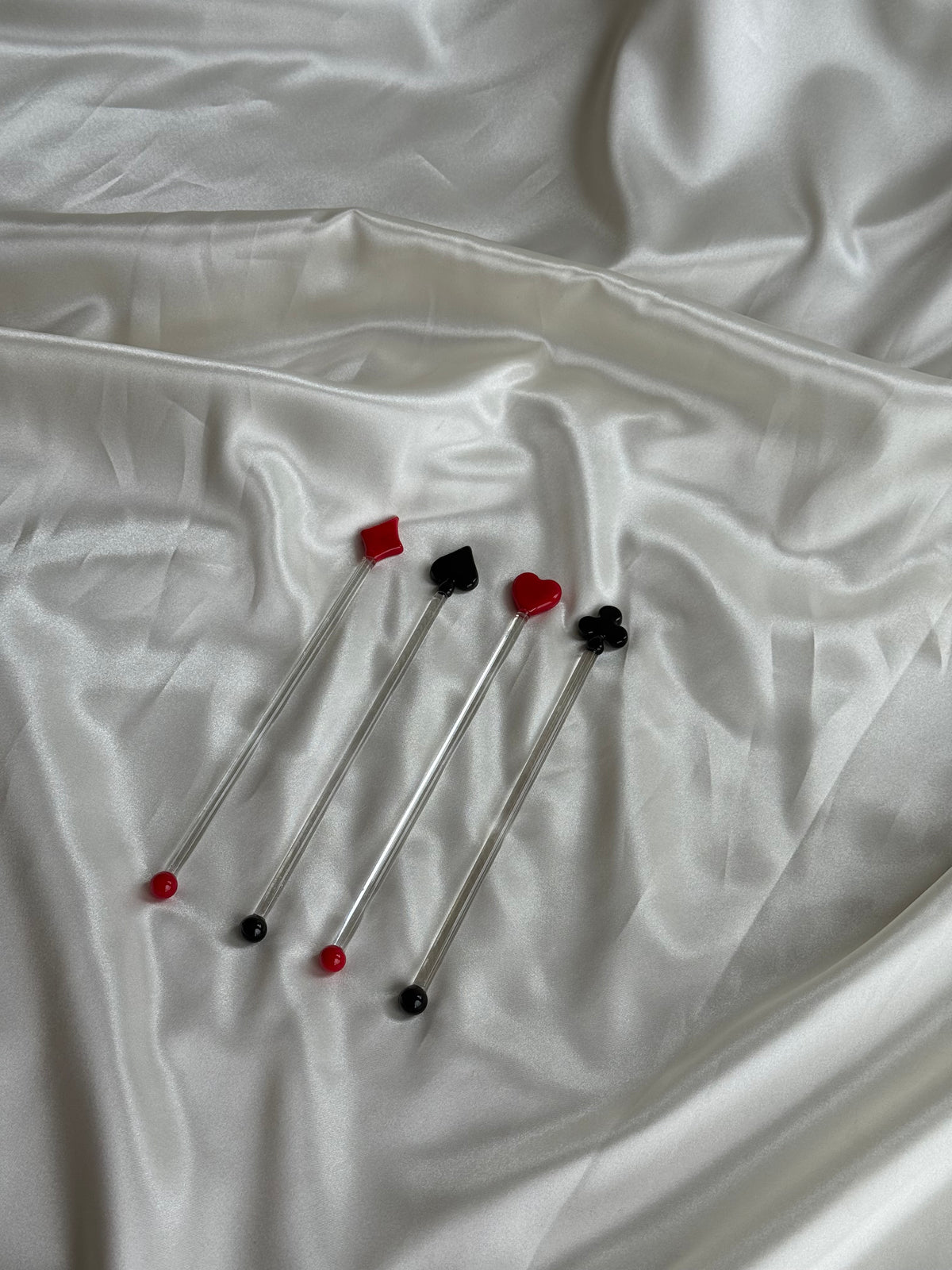 Vintage Playing Card Glass Cocktail Stirrers — Set of Four