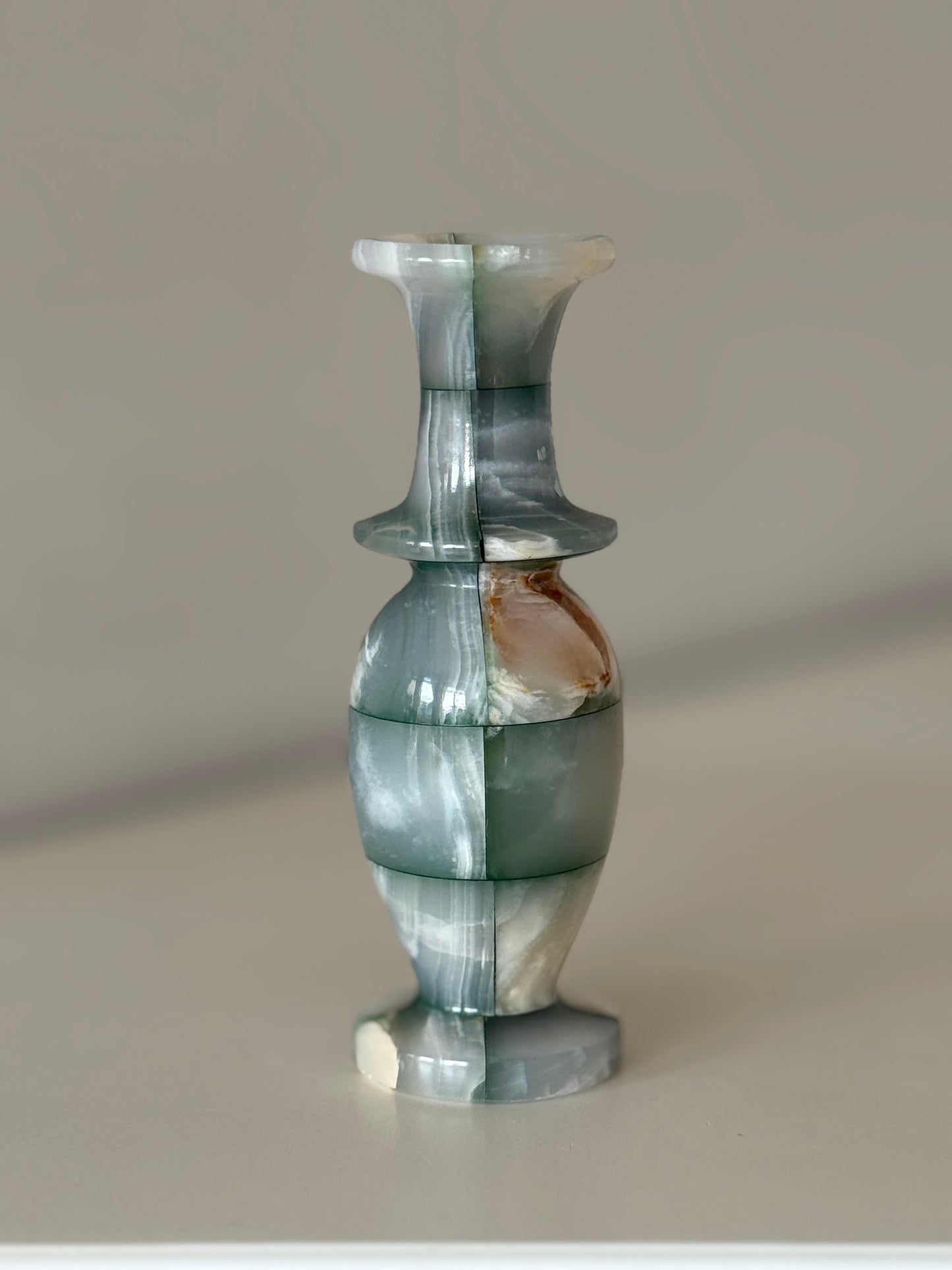 Vintage Checkered Onyx Vase