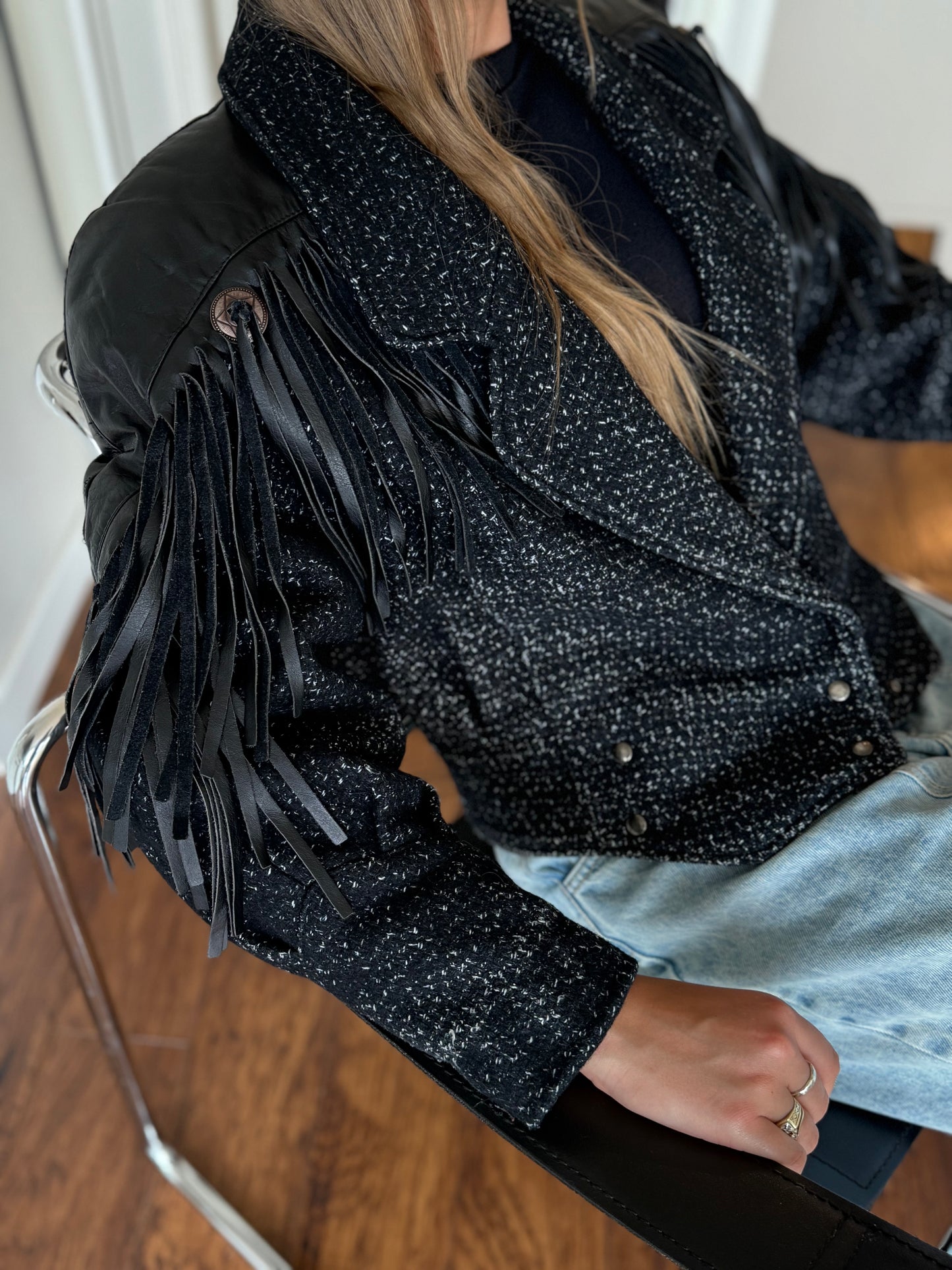 Vintage Wool & Leather Fringe Jacket — S/M