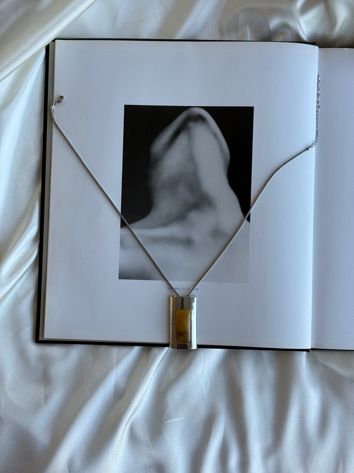Vintage Silver-Toned Modernist Pendant Necklace