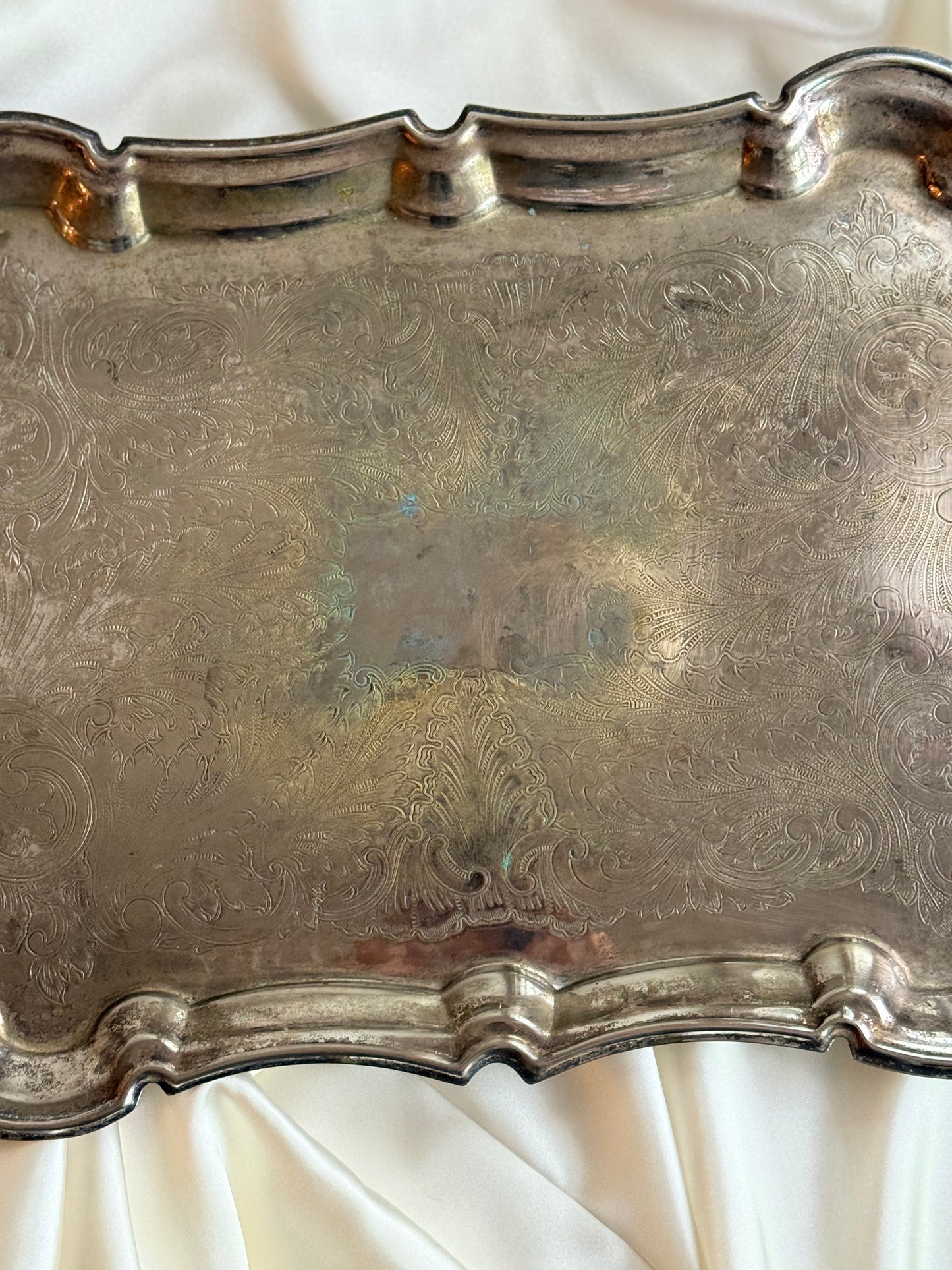Vintage Ornate Silver-Plated Footed Tray