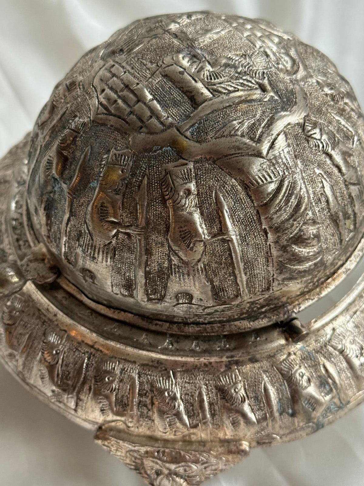 Vintage Egyptian Revival Caviar Serving Dish with Revolving Dome