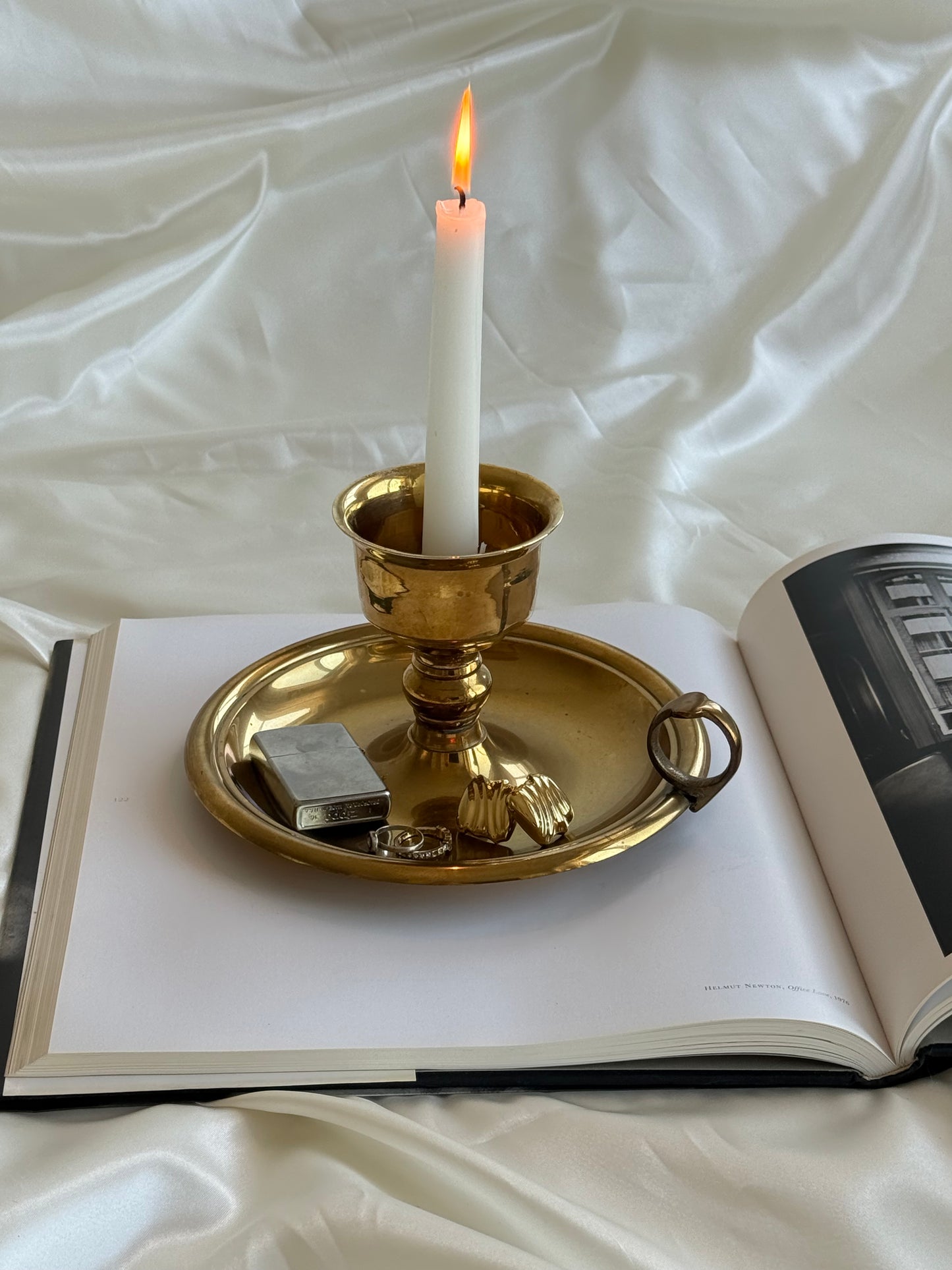 Vintage XL Solid Brass Chamberstick Candle Holder