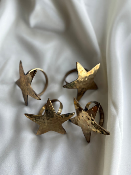 Brass star napkin rings