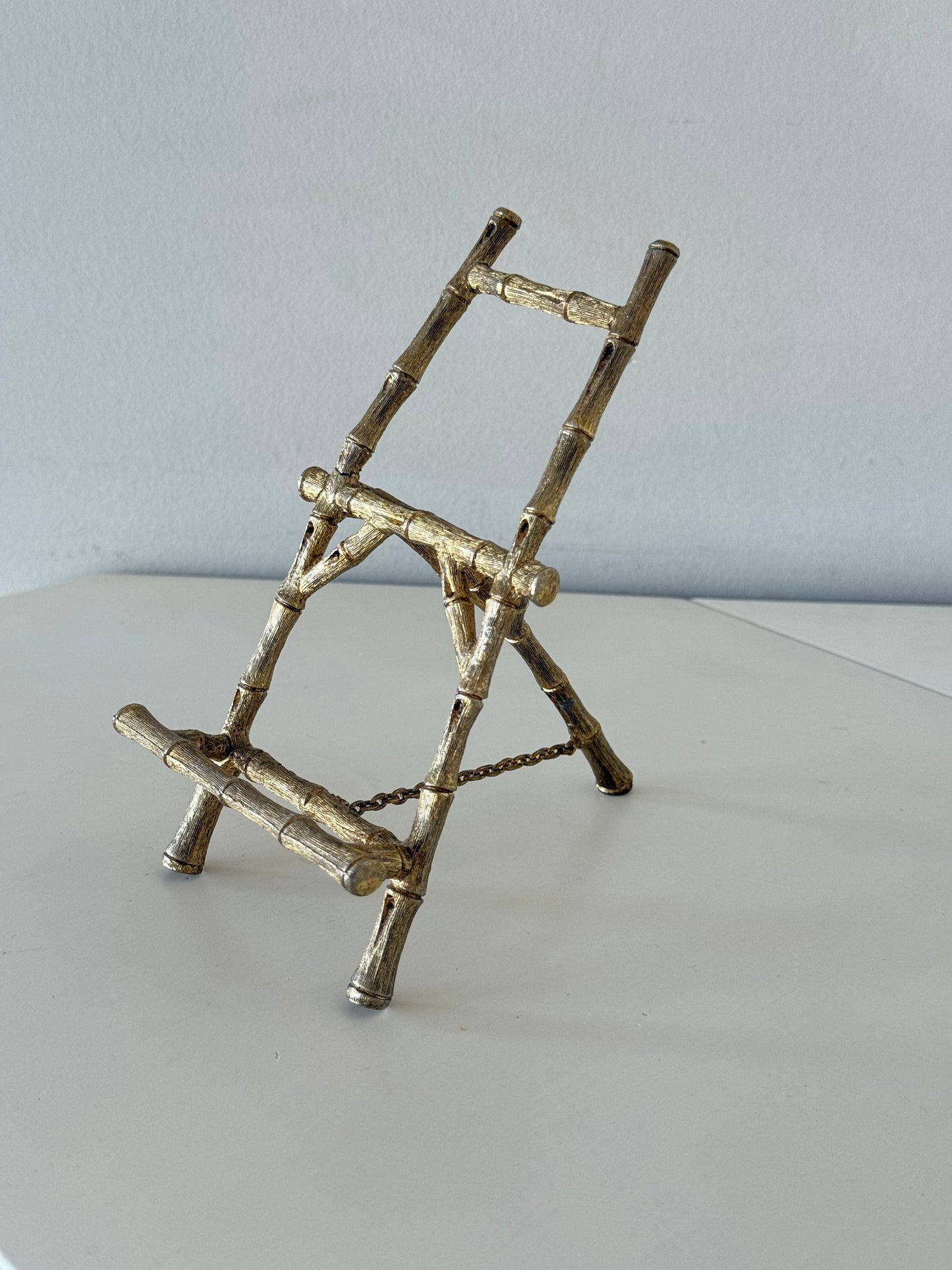 Vintage Brass Bamboo Easel / Display Stand