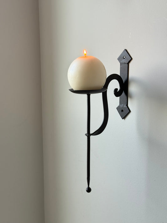 Vintage Wrought Iron Wall Candle Sconce