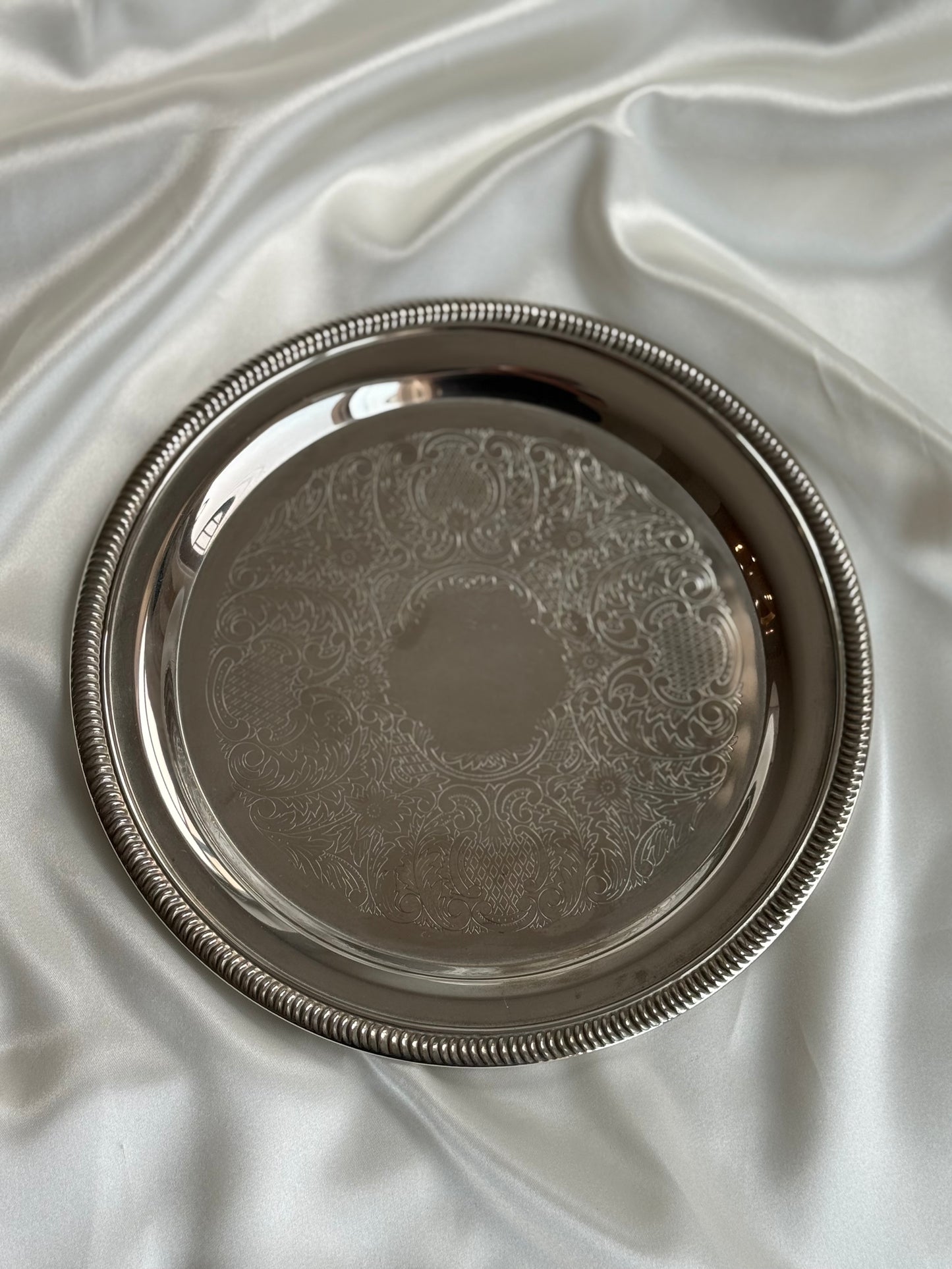 Vintage Silver-Plated Engraved Serving Tray