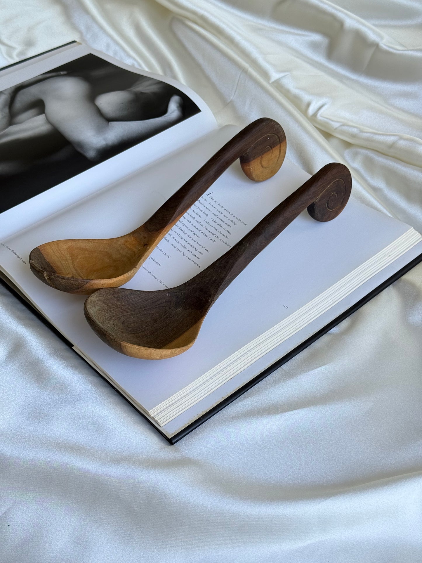 Vintage Hand-Carved Wooden Salad Servers