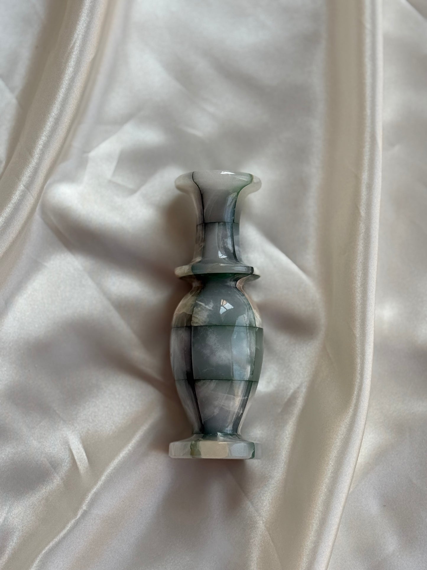 Vintage Checkered Onyx Vase