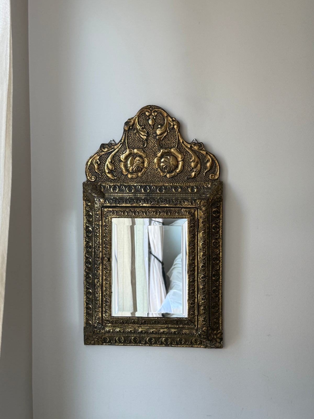 Antique Dutch Art Nouveau Brass Mirror Cabinet with Original Brushes | Circa 1900