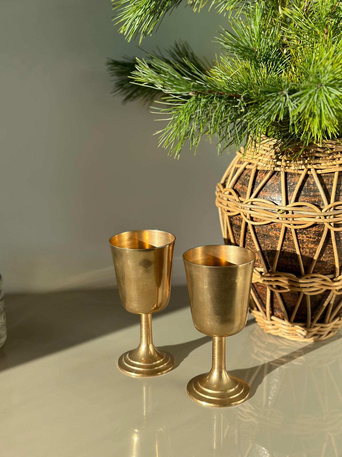 Vintage brass goblets