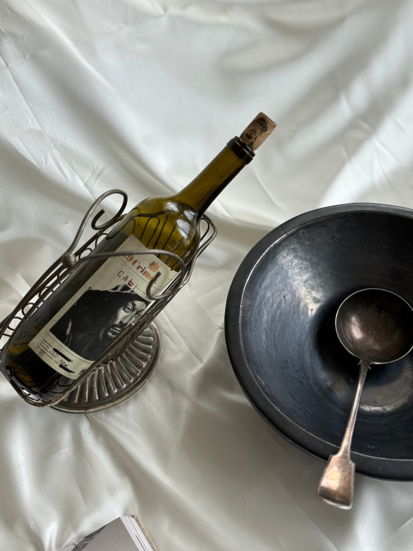 Vintage Silver-Plated Wire Wine Caddy