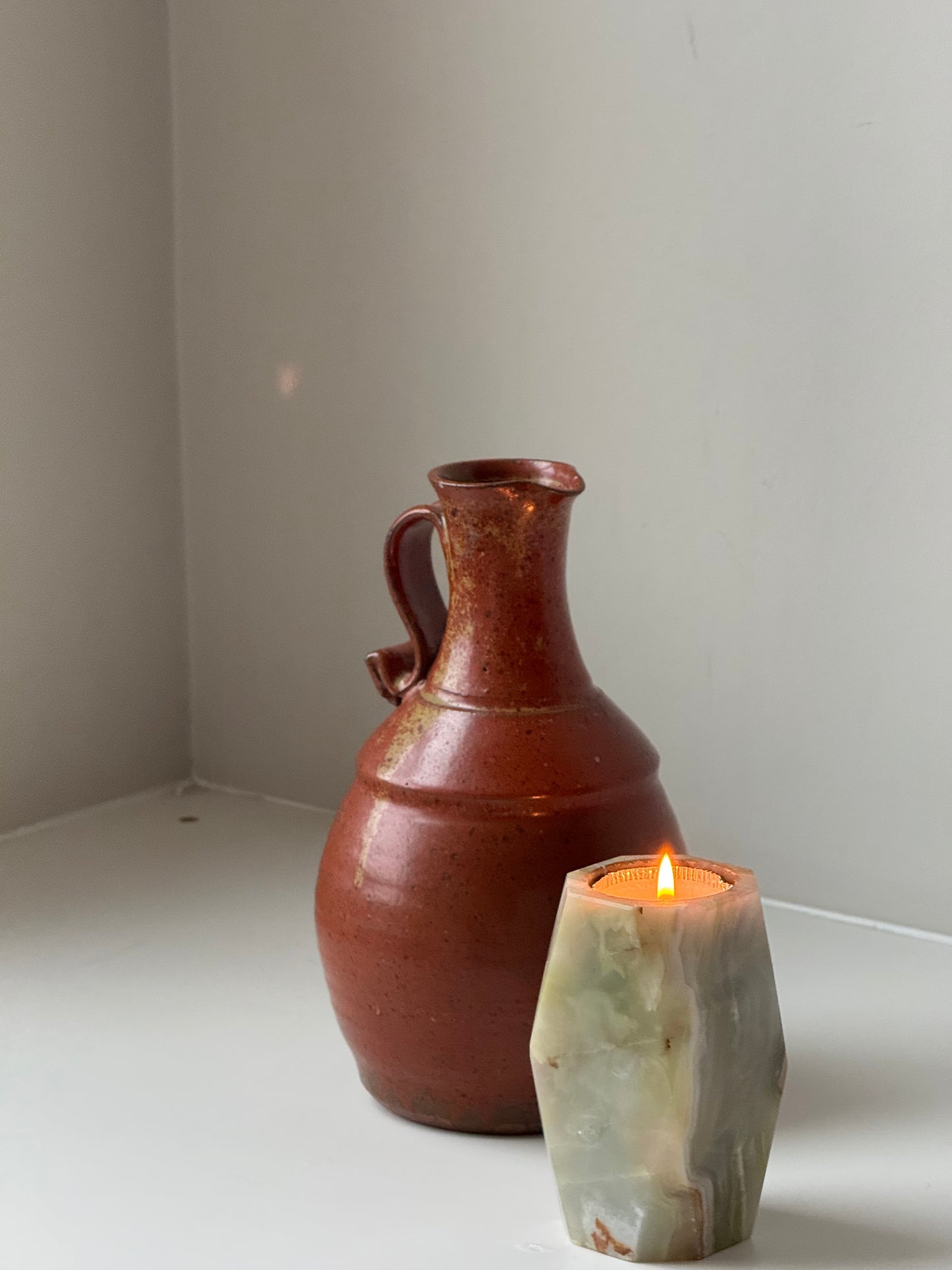 Vintage Ceramic vase sculptural handle