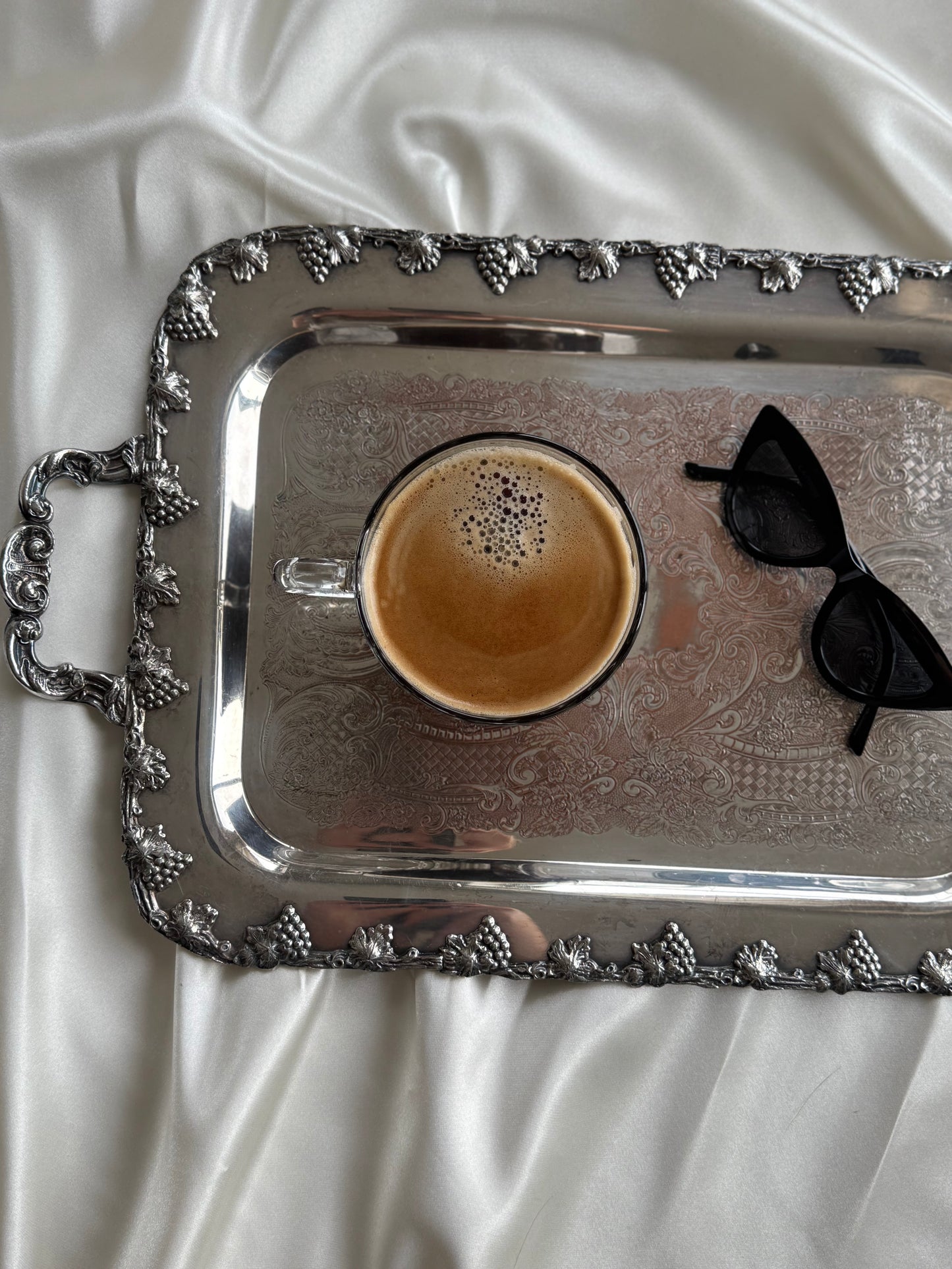 Ornate Vintage Silver-Plated Serving Tray