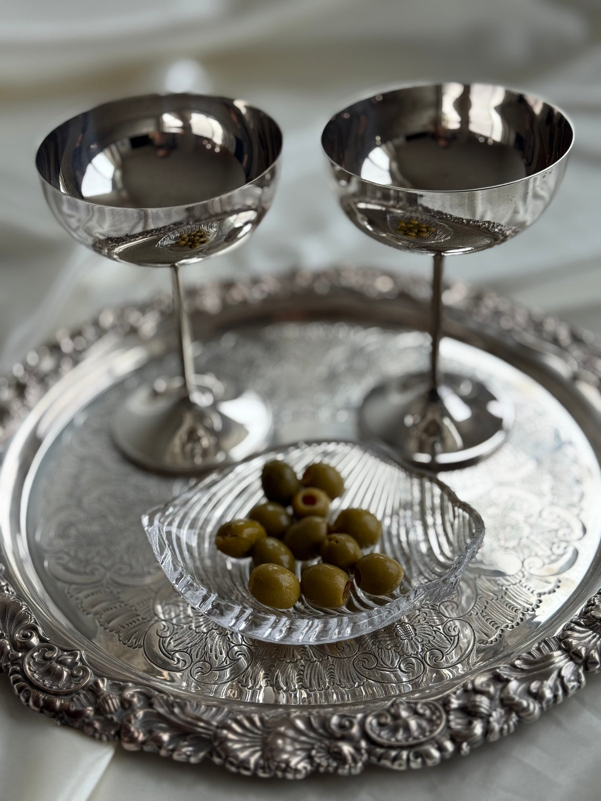 Vintage Clear Glass Shell-Shaped Serving Dish