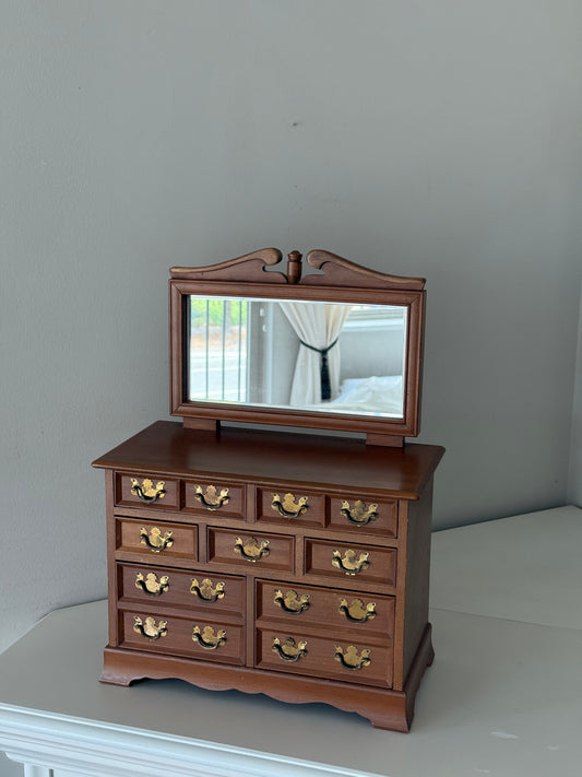 Vintage wooden jewelry chest