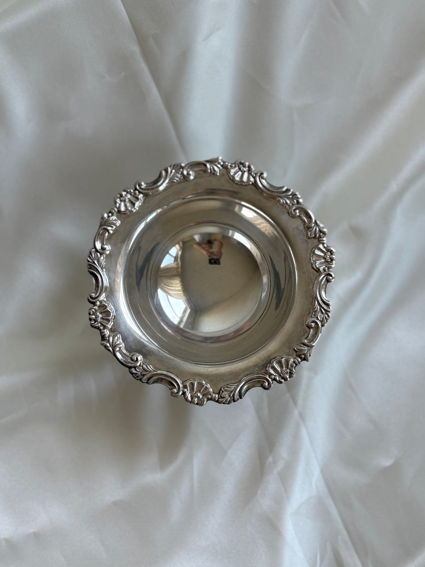Vintage Silver-Plated on Brass Pedestal Bowl