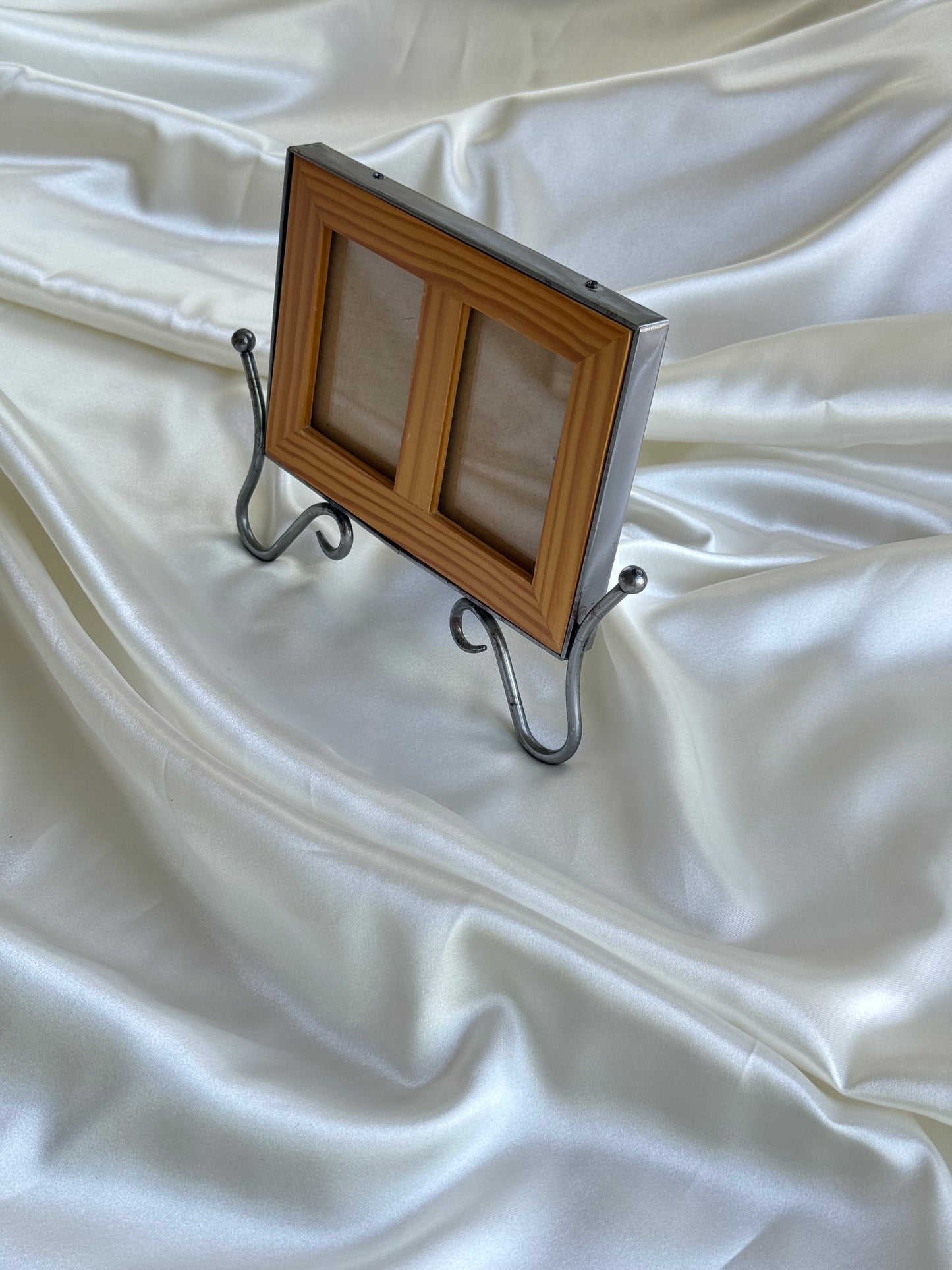 Vintage Double Photo Frame with Metal Easel Stand