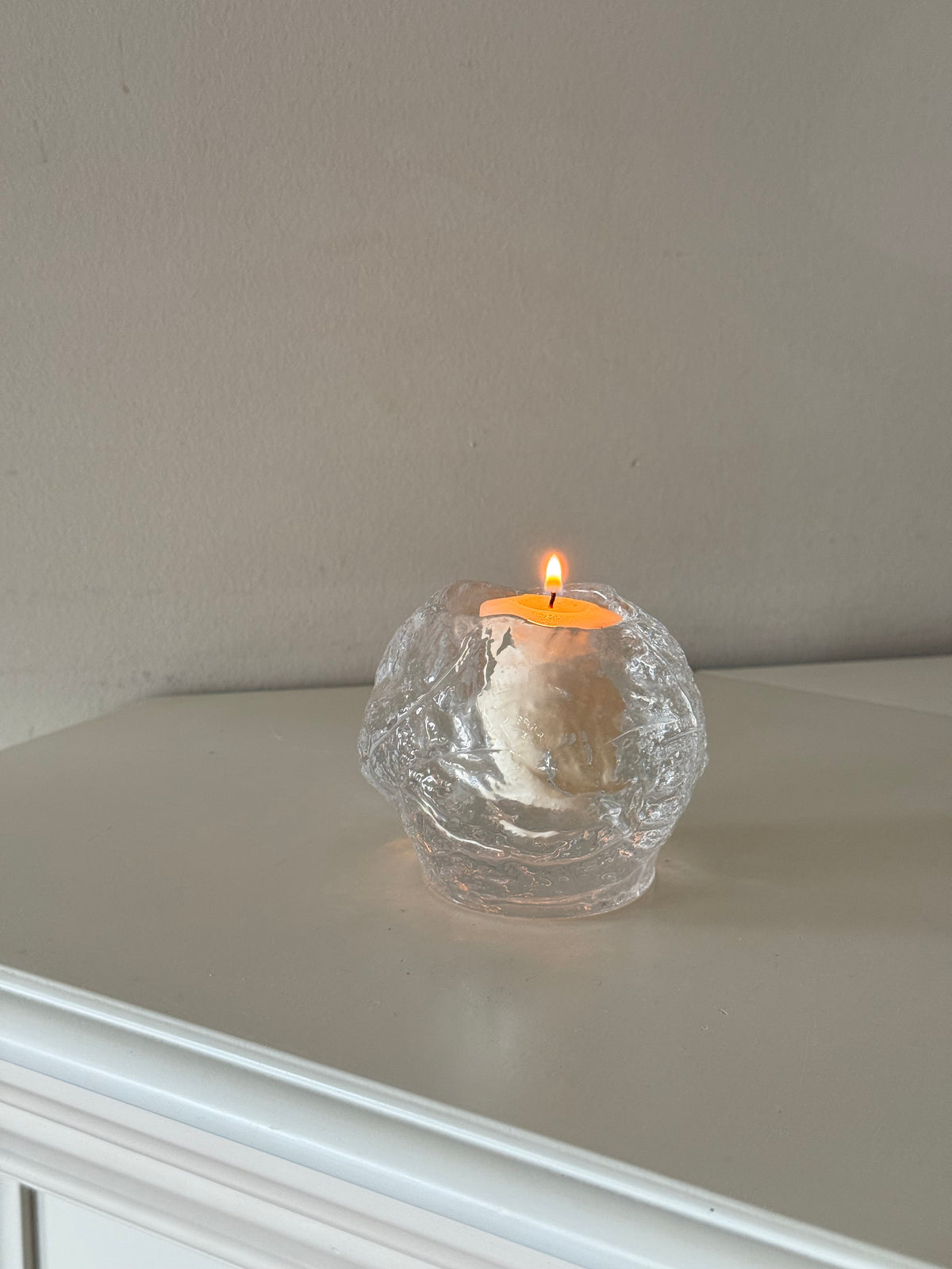 Vintage Textured Glass Tealight Candle Holder