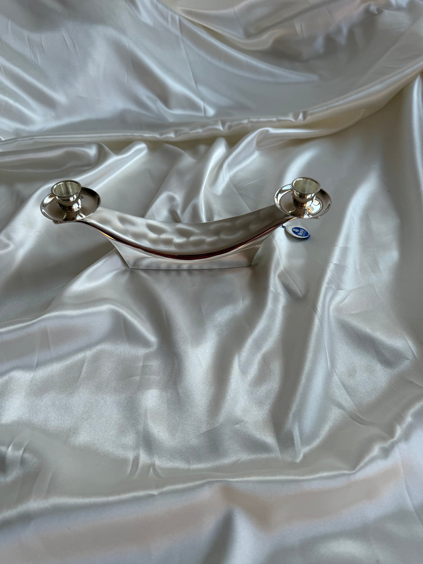 Vintage WMF Ikora Silver-Plated Candleholder & Napkin Holder Set