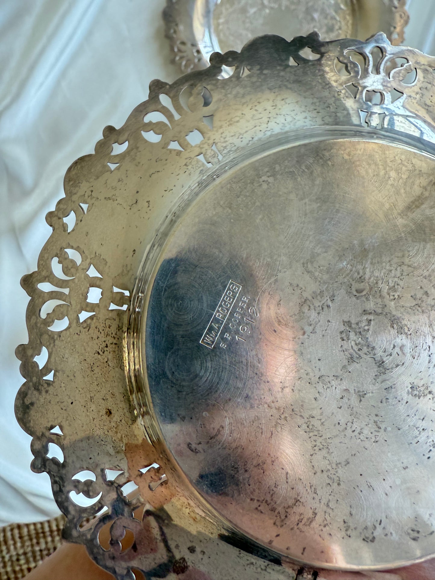 Pair of Vintage Silver Plated Fisher Coasters / Candle Plates