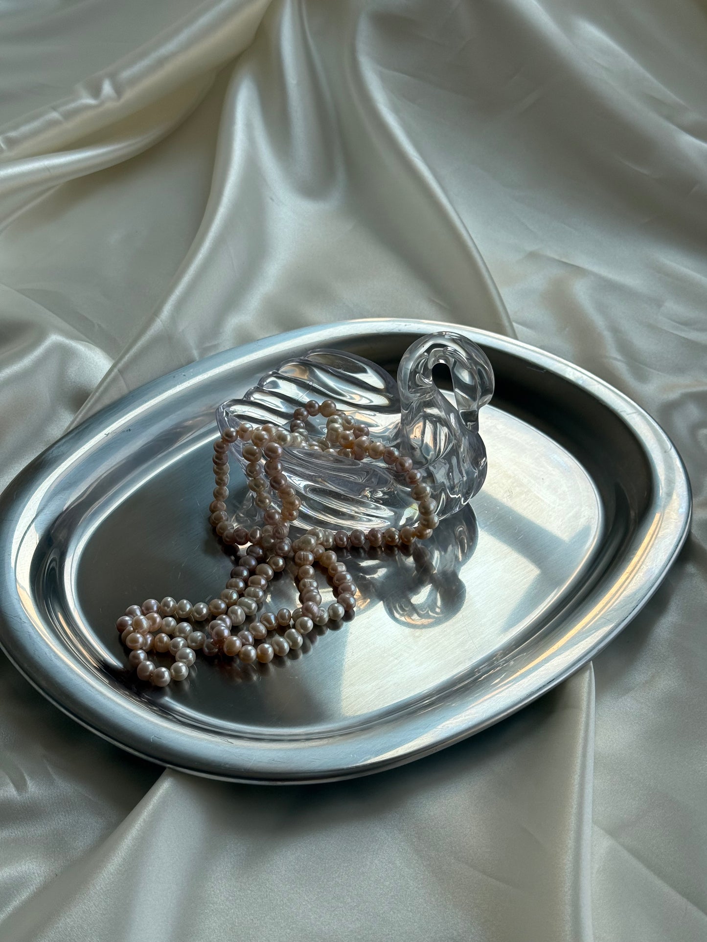 Vintage Clear Acrylic Swan Trinket Dish
