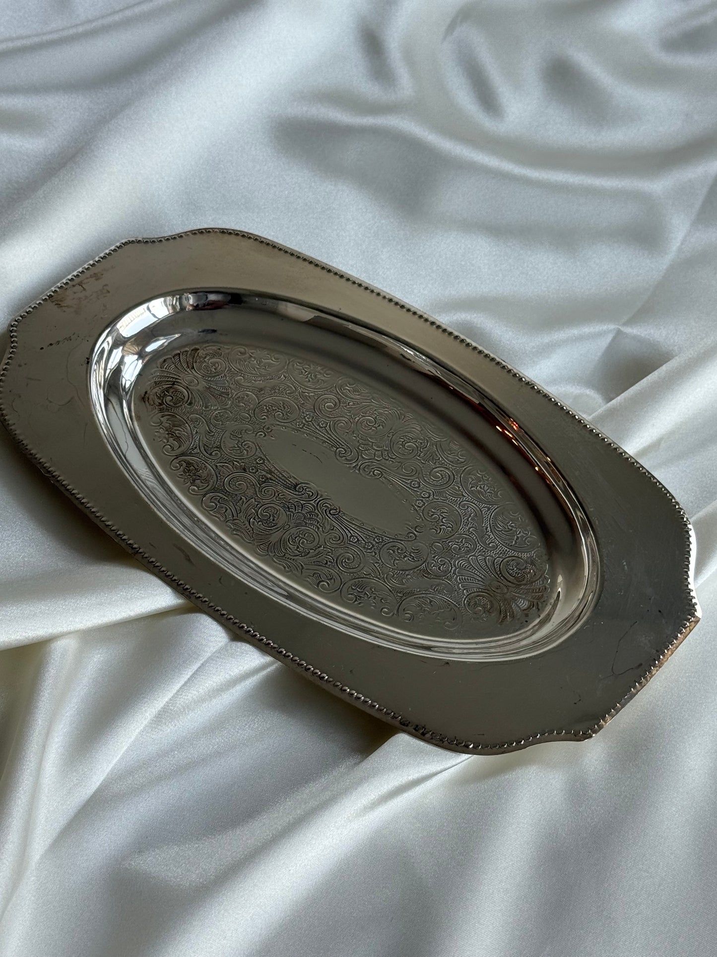 Vintage Silver-Plated Engraved Serving Tray