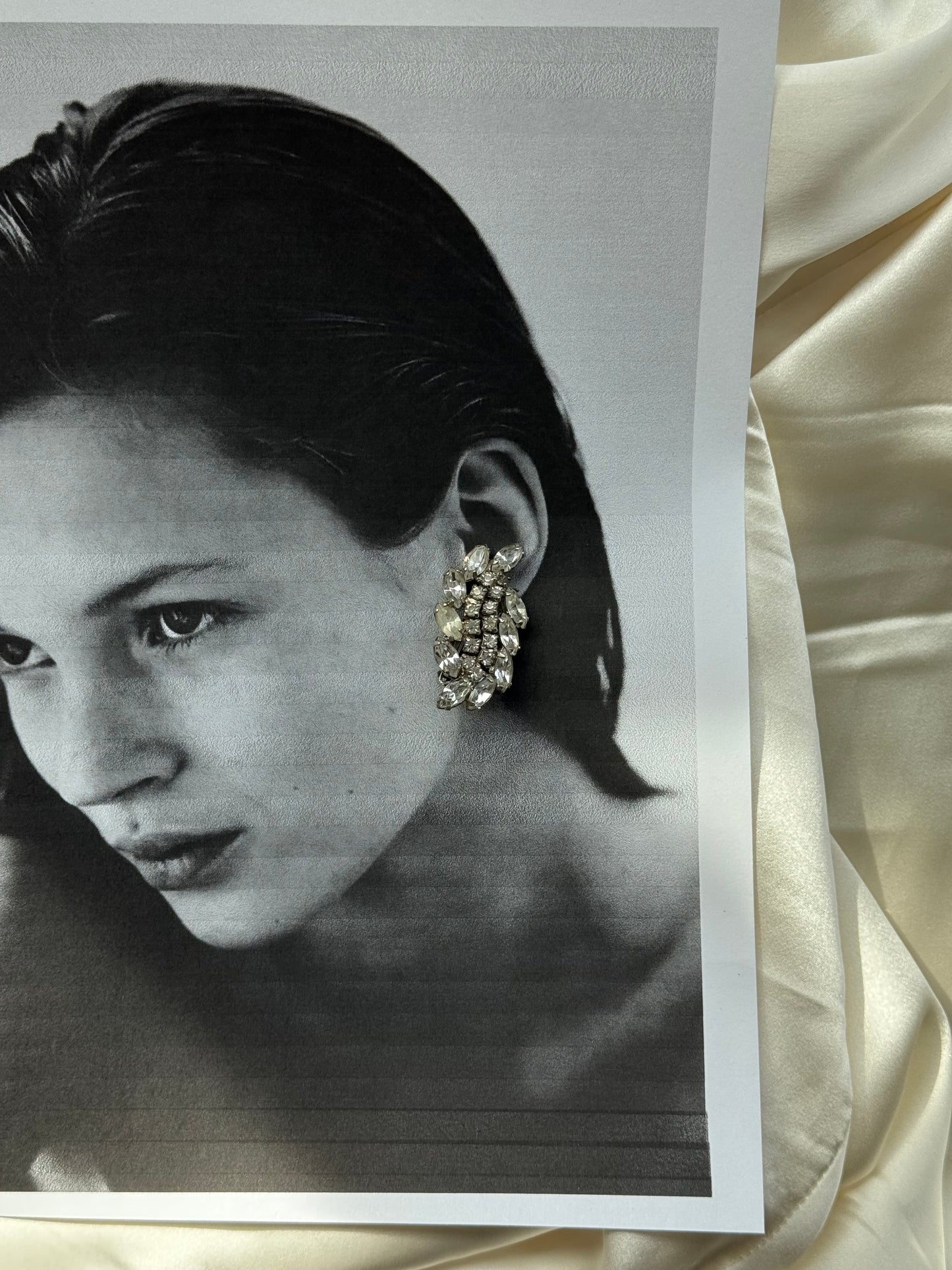 Set of Two pairs Vintage Clip-On Earrings – Rhinestone Statement Pieces