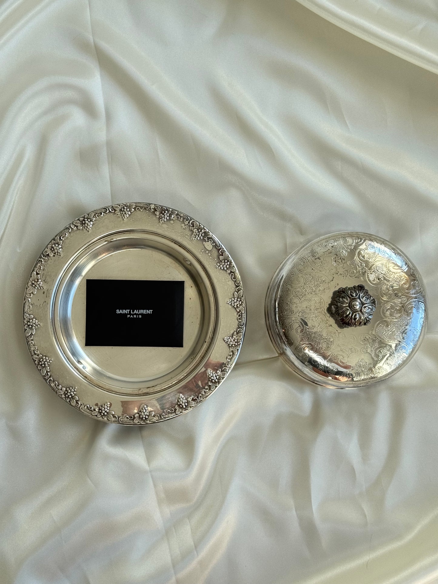 Vintage Silver-Plated Covered Butter Dish with Serving Plate