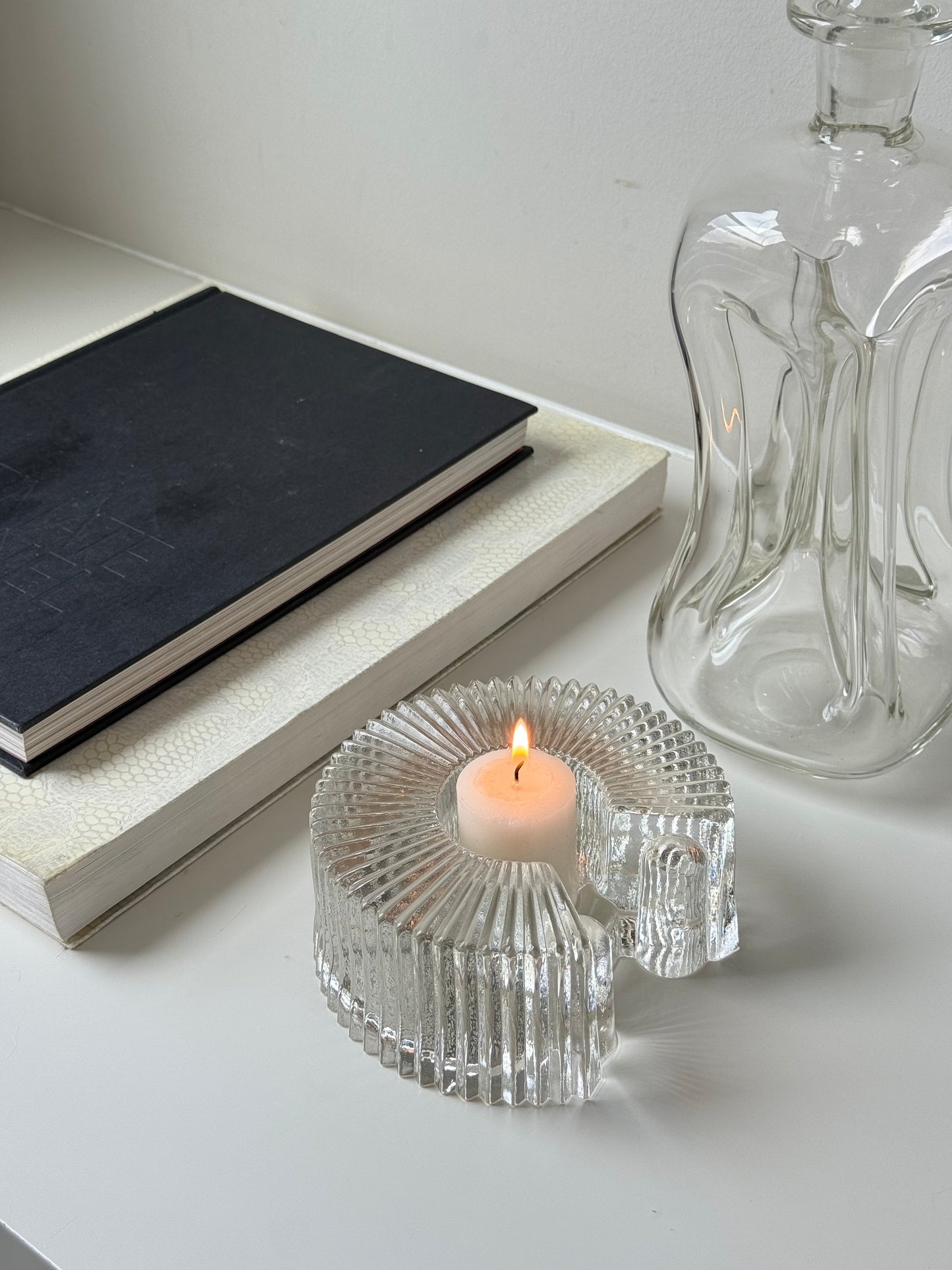Vintage Sculptural Glass Candle Holder