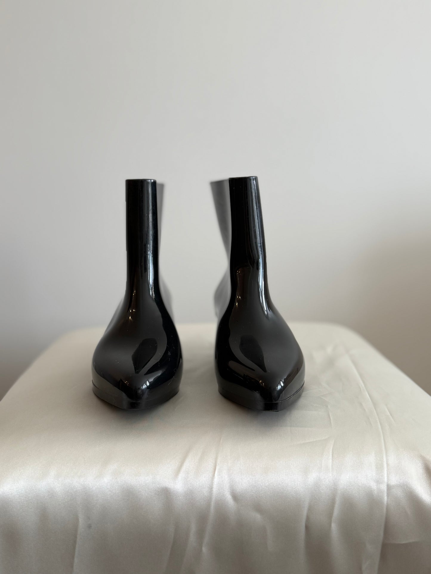 Melissa x Jeremy Scott Glossy Black Ankle Boots