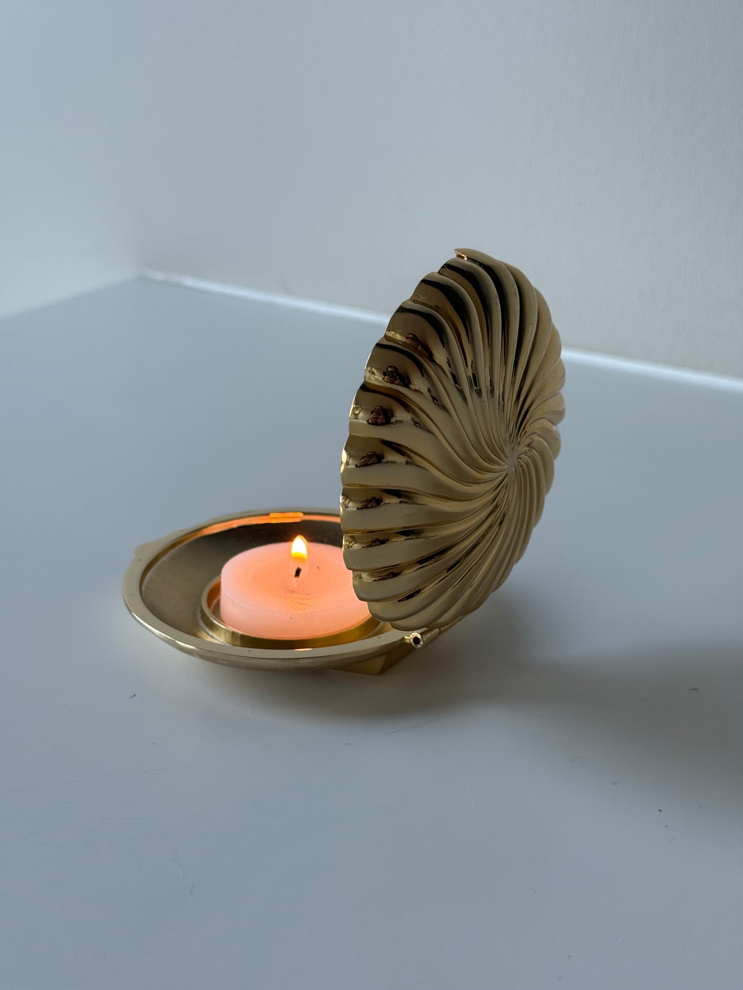 Vintage Partylite Gold Clamshell Candle Holder