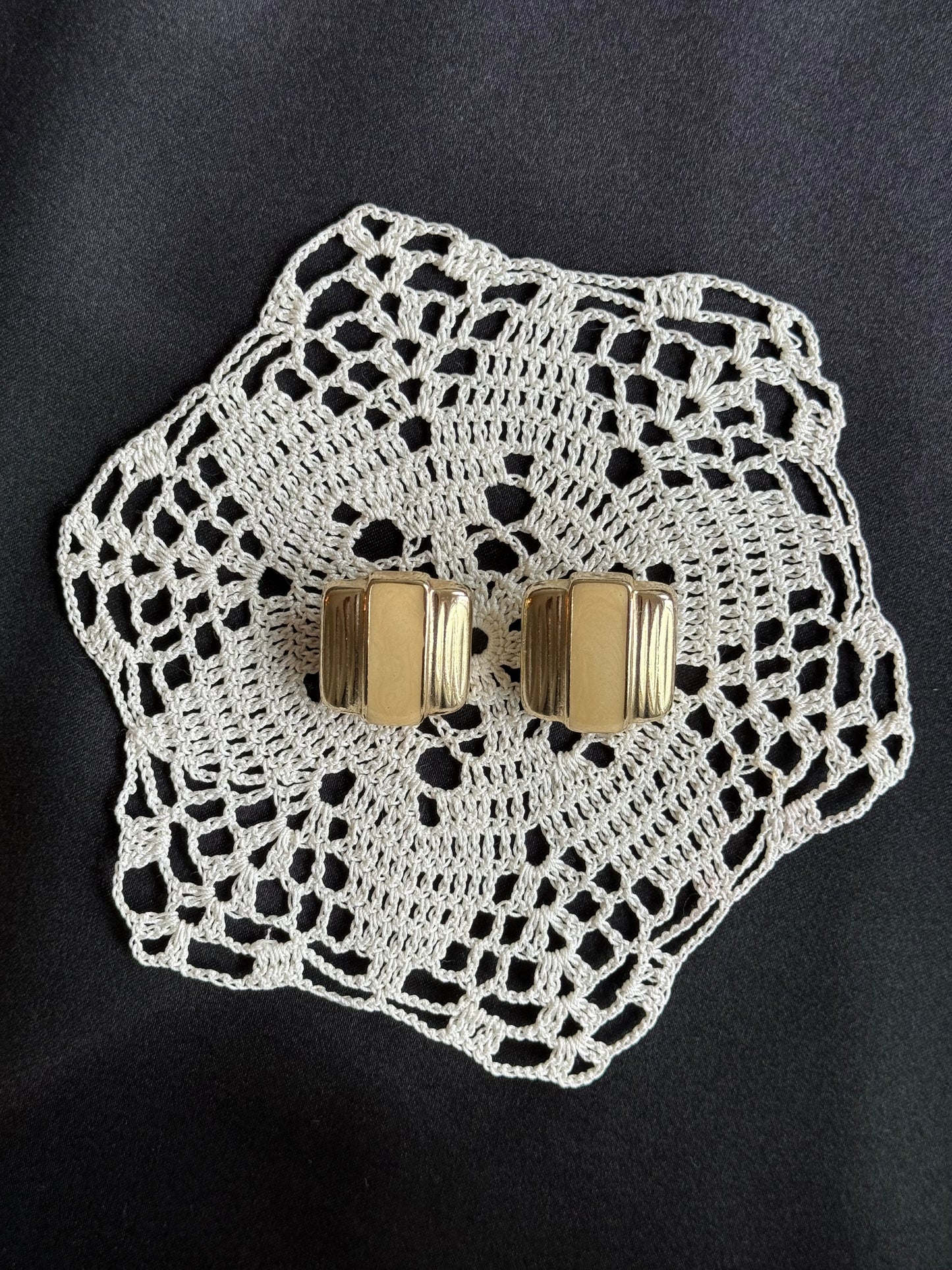 Vintage Gold-Tone Stud Earrings — Modern Minimalist Texture