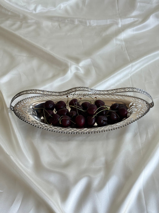 Vintage Silver-Plated Pierced Bread & Fruit Basket