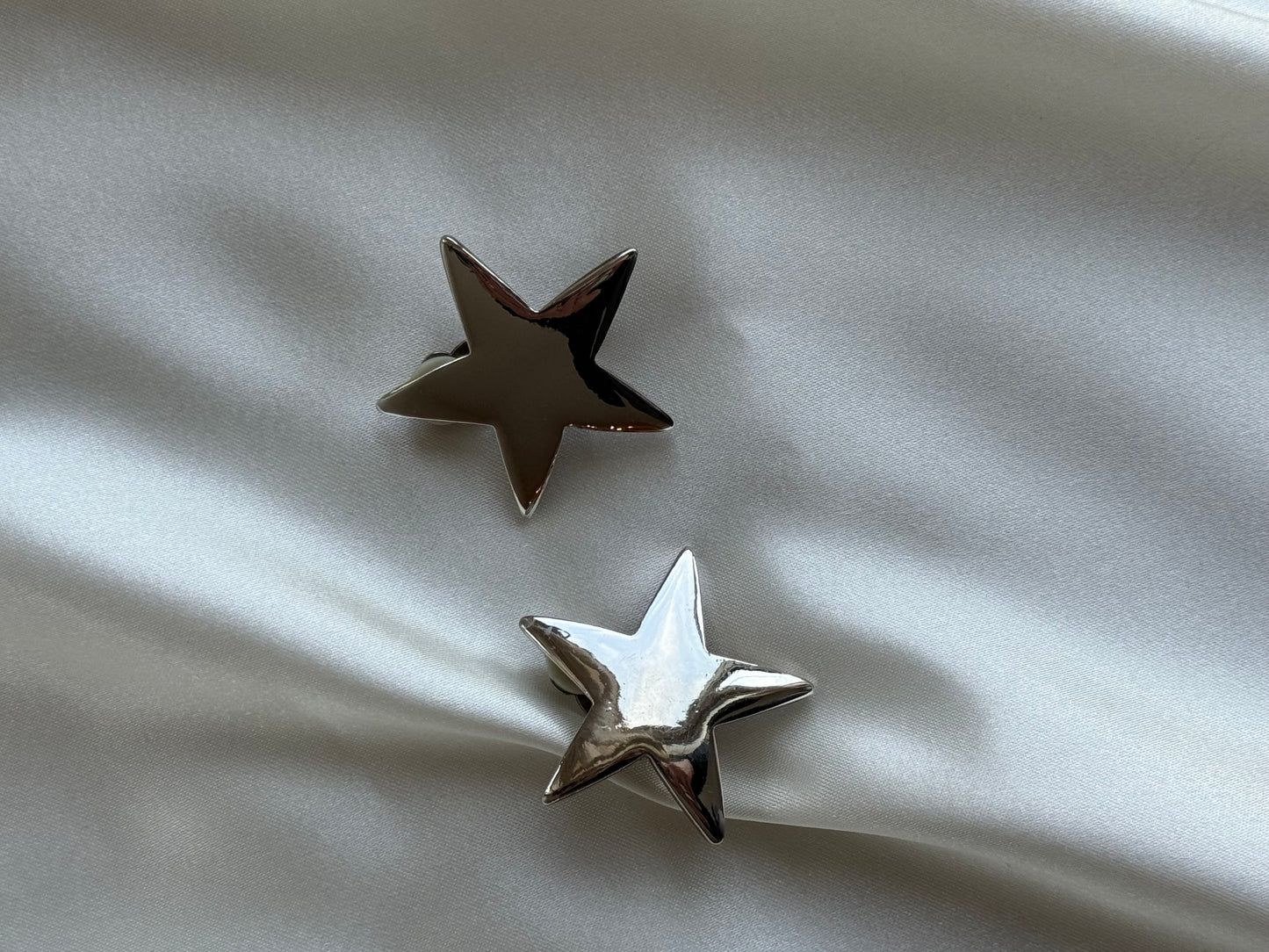 Vintage Silver-Plated Star Clip-On Earrings