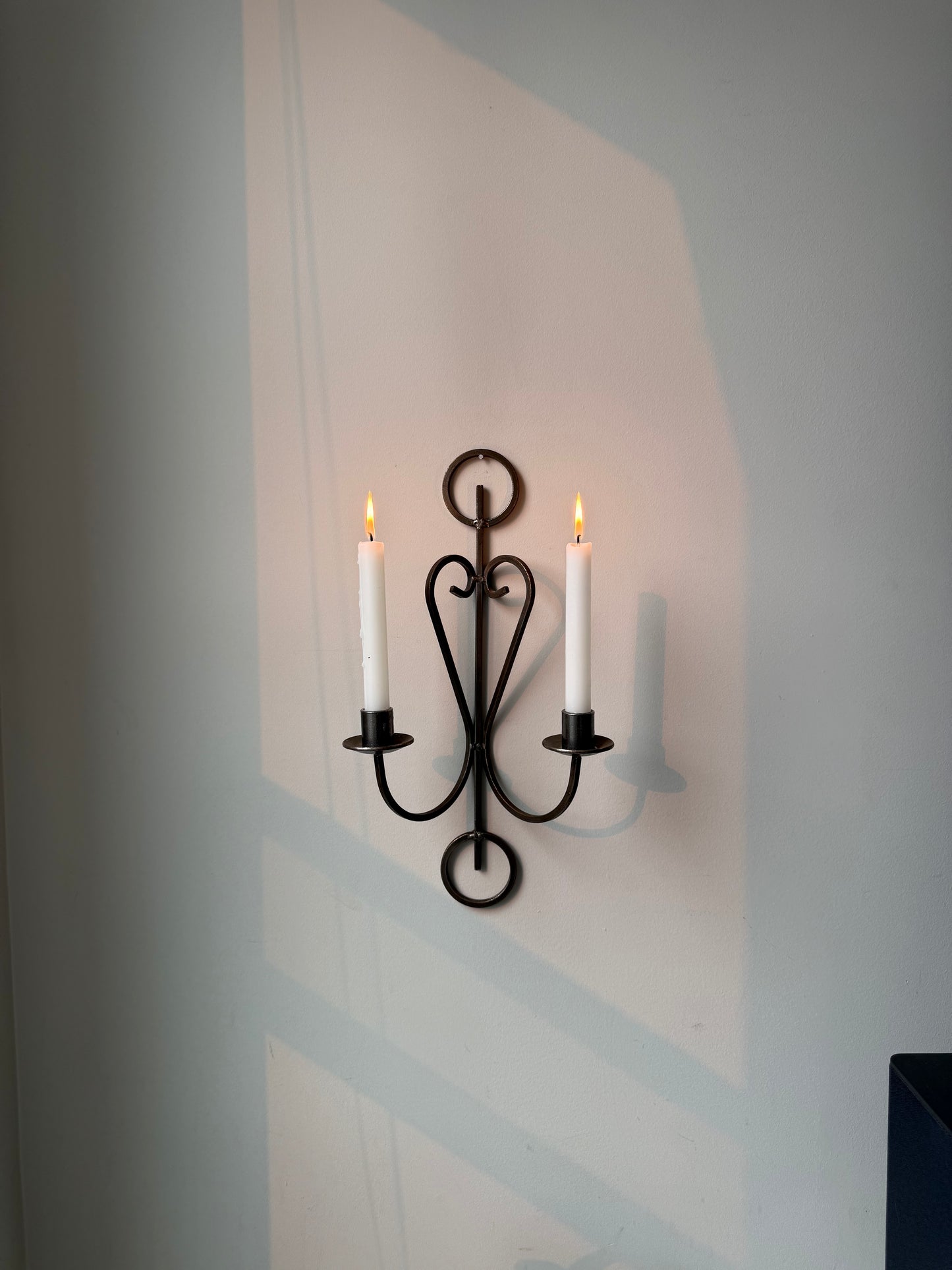 Vintage Double-Arm Iron Wall Sconce