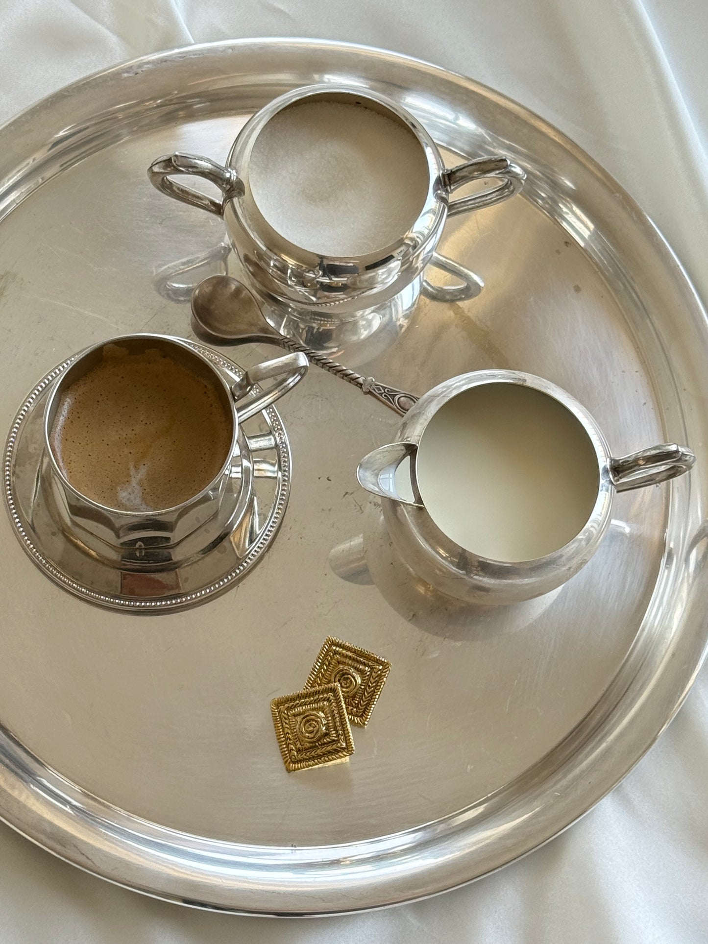 Minimalist Silver-Plated Creamer & Sugar Bowl Set