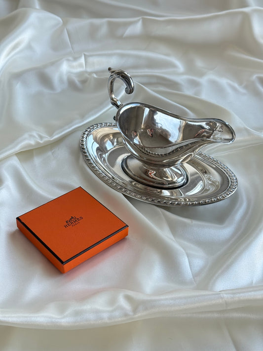 Vintage Silver-Plated Gravy Boat with Underplate