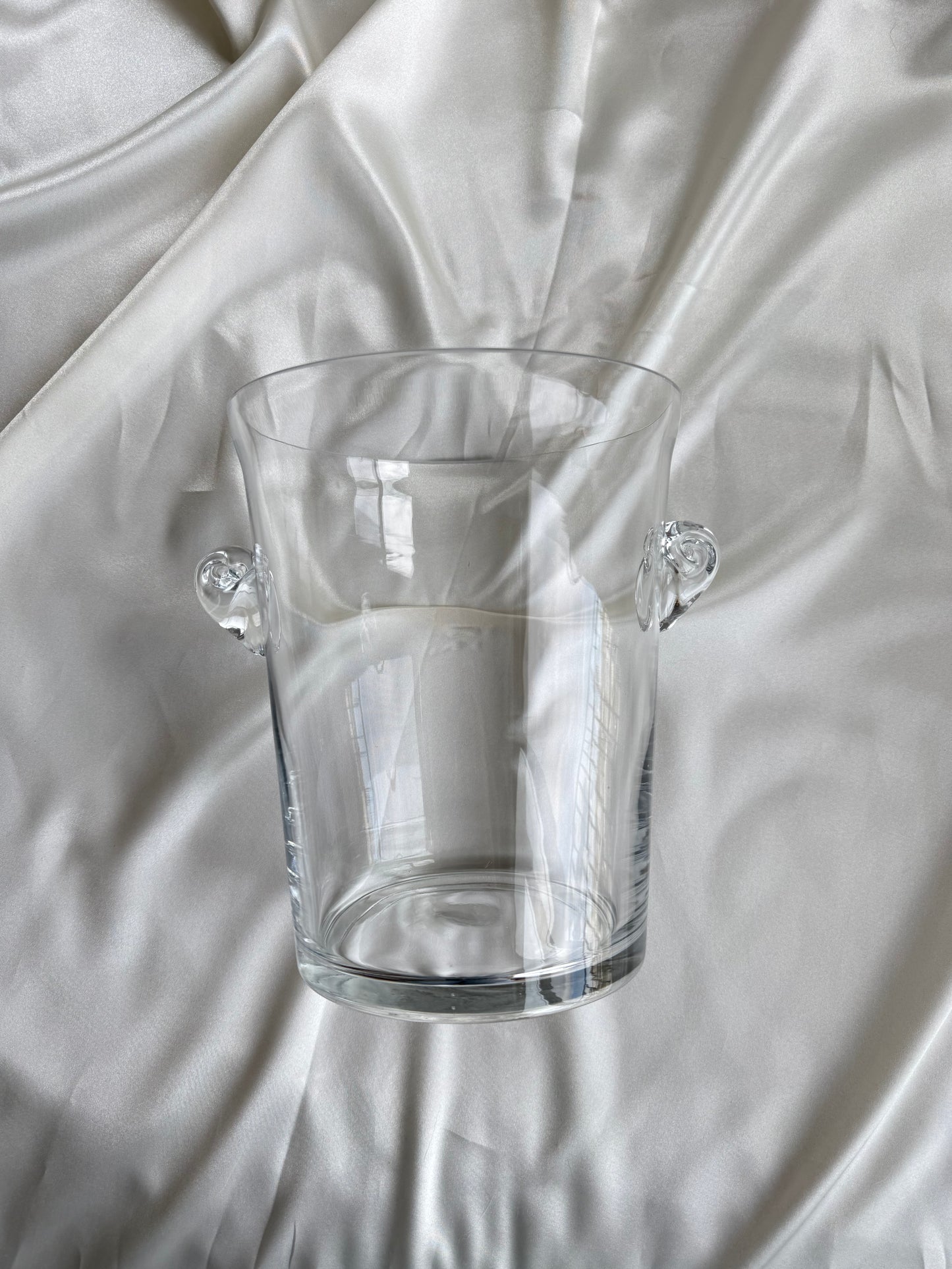 Glass Ice Bucket / Champagne Cooler with Swirl Handles