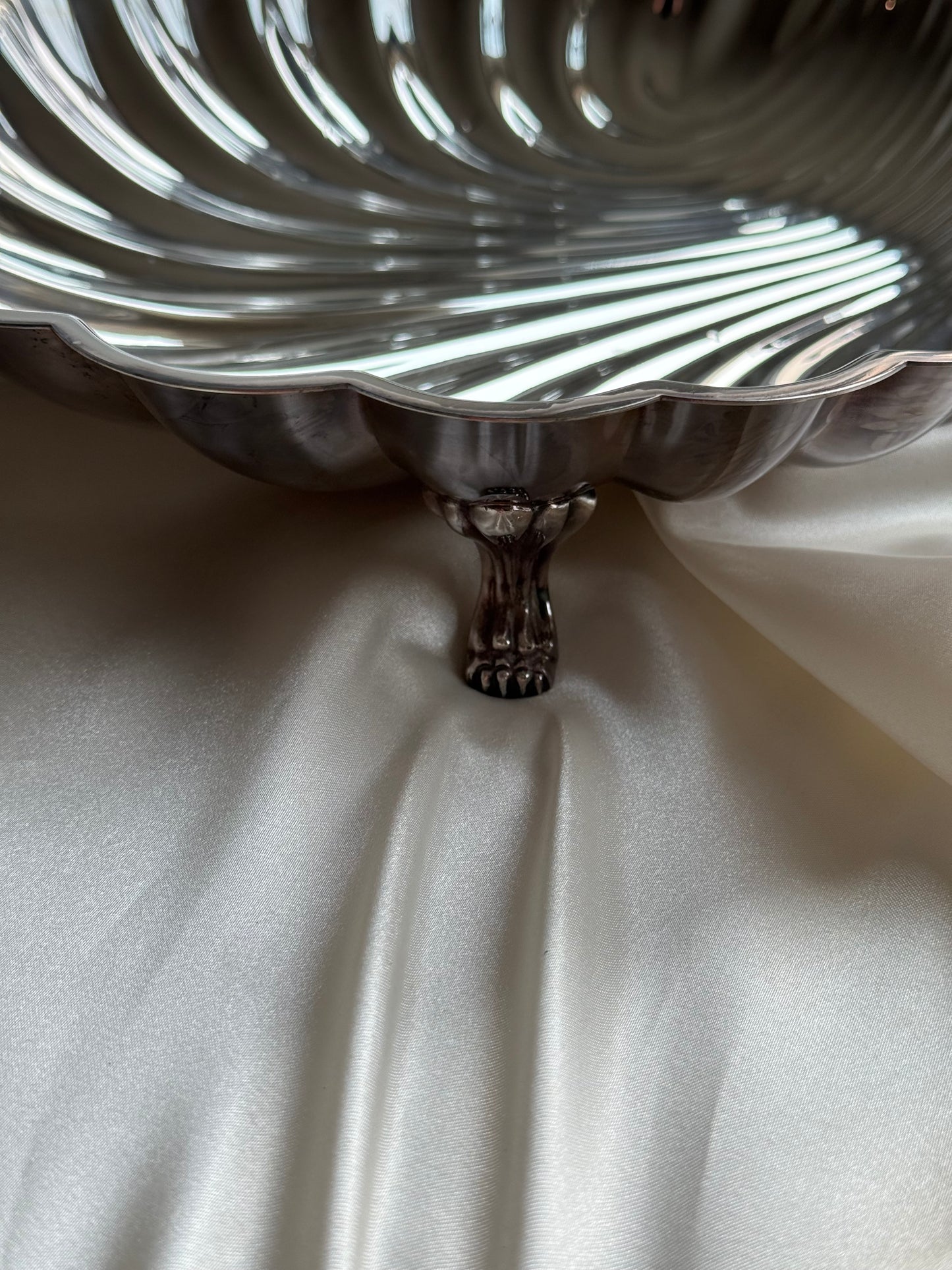 Vintage Silver-Plated XL Clamshell Serving Dish