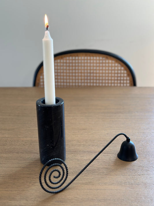 Marble candlestick + snuffer